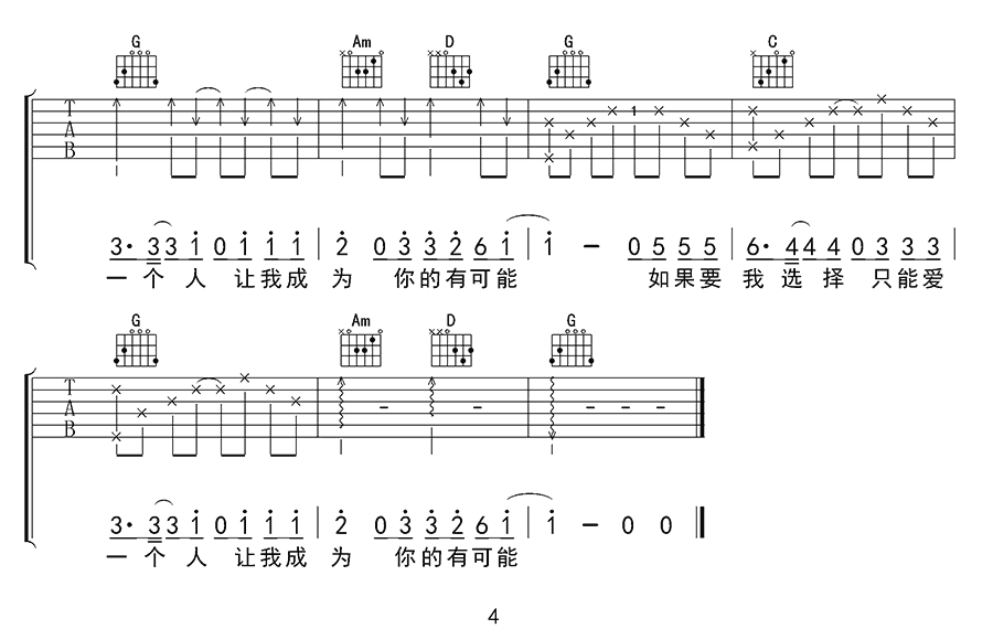 有可能的夜晚吉他谱4-曾轶可