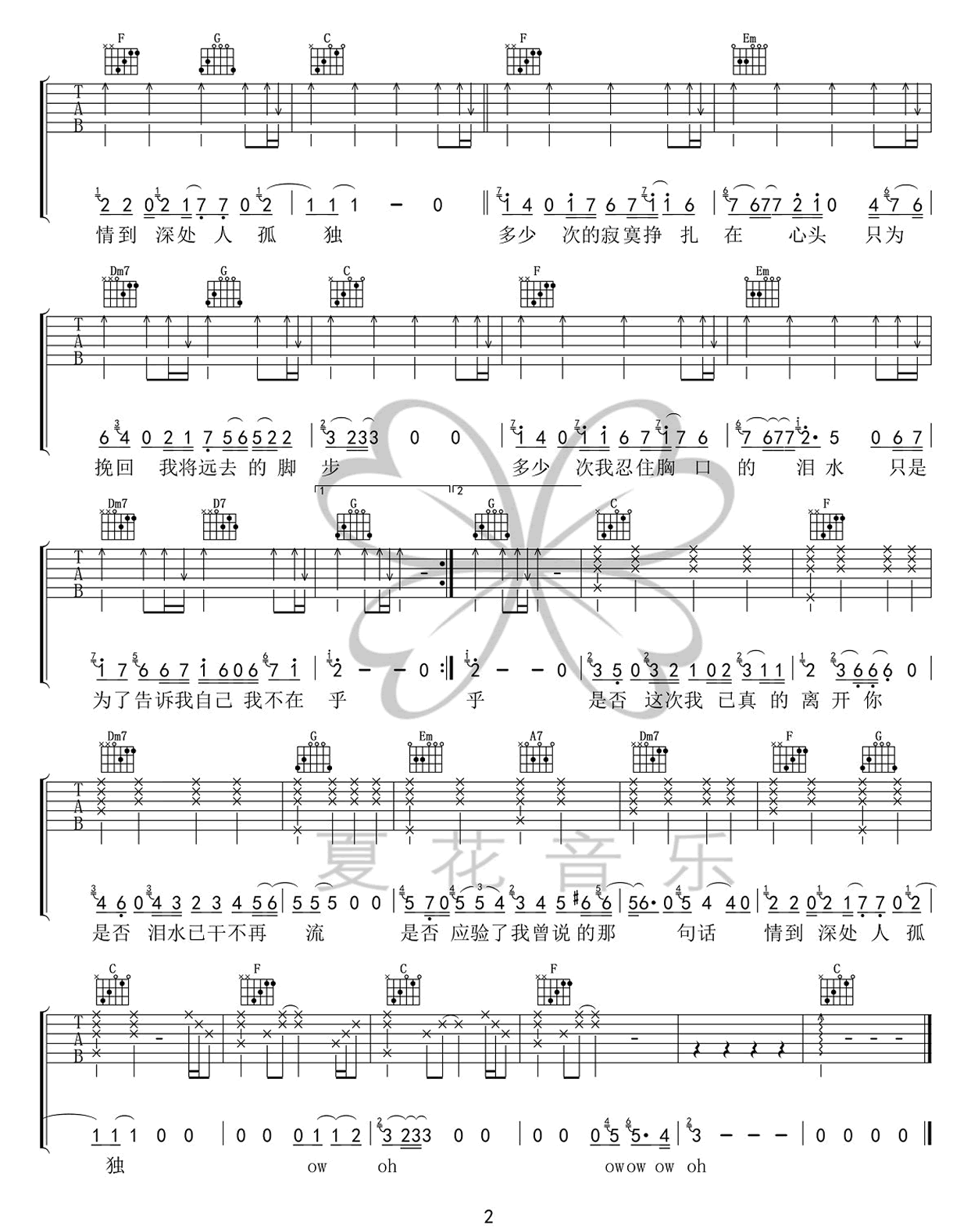 是否吉他谱2-邓紫棋