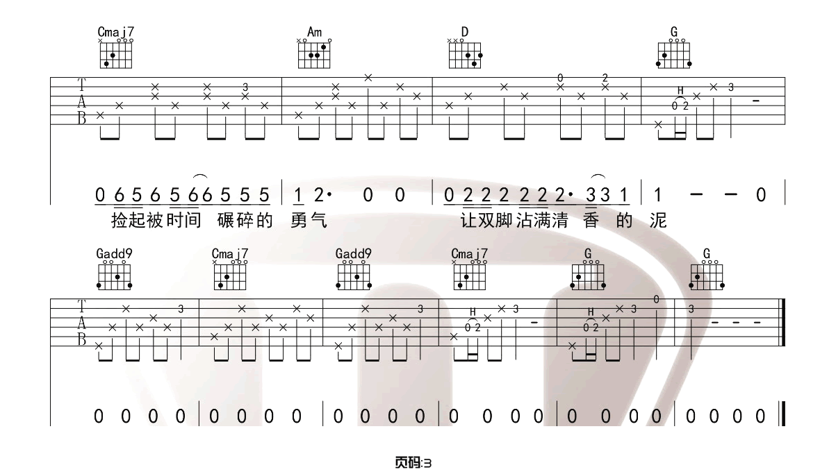 去大理吉他谱3-郝云