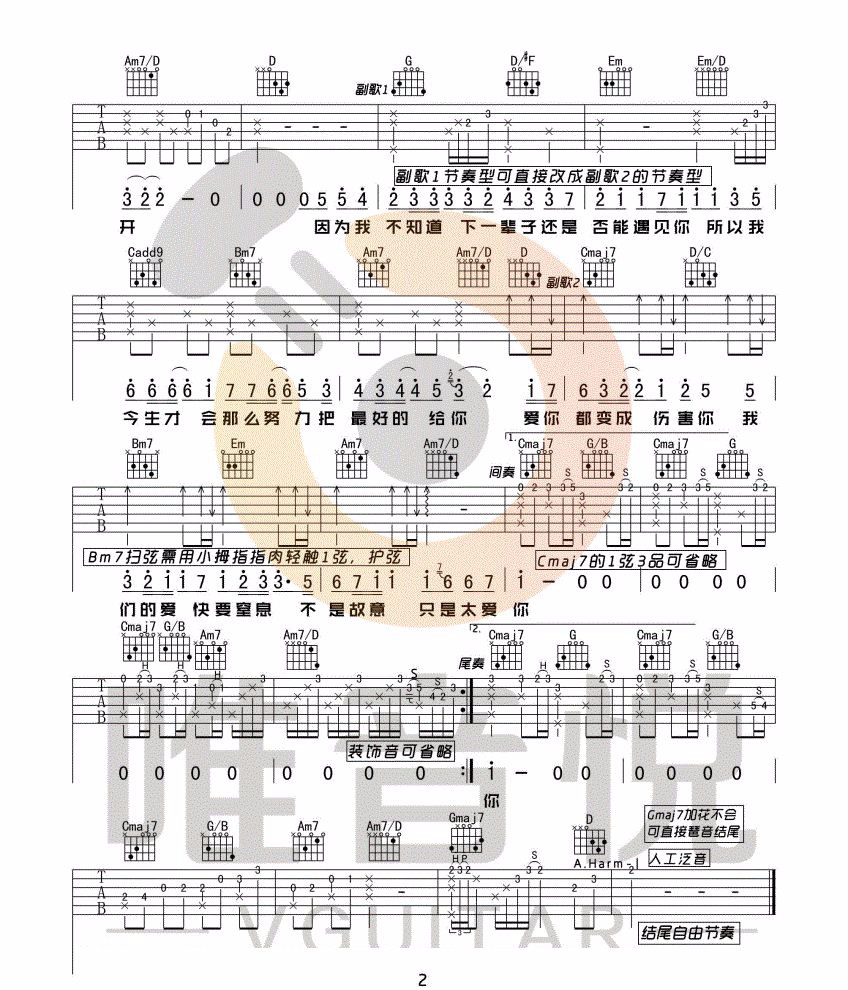 只是太爱你吉他谱2-张敬轩
