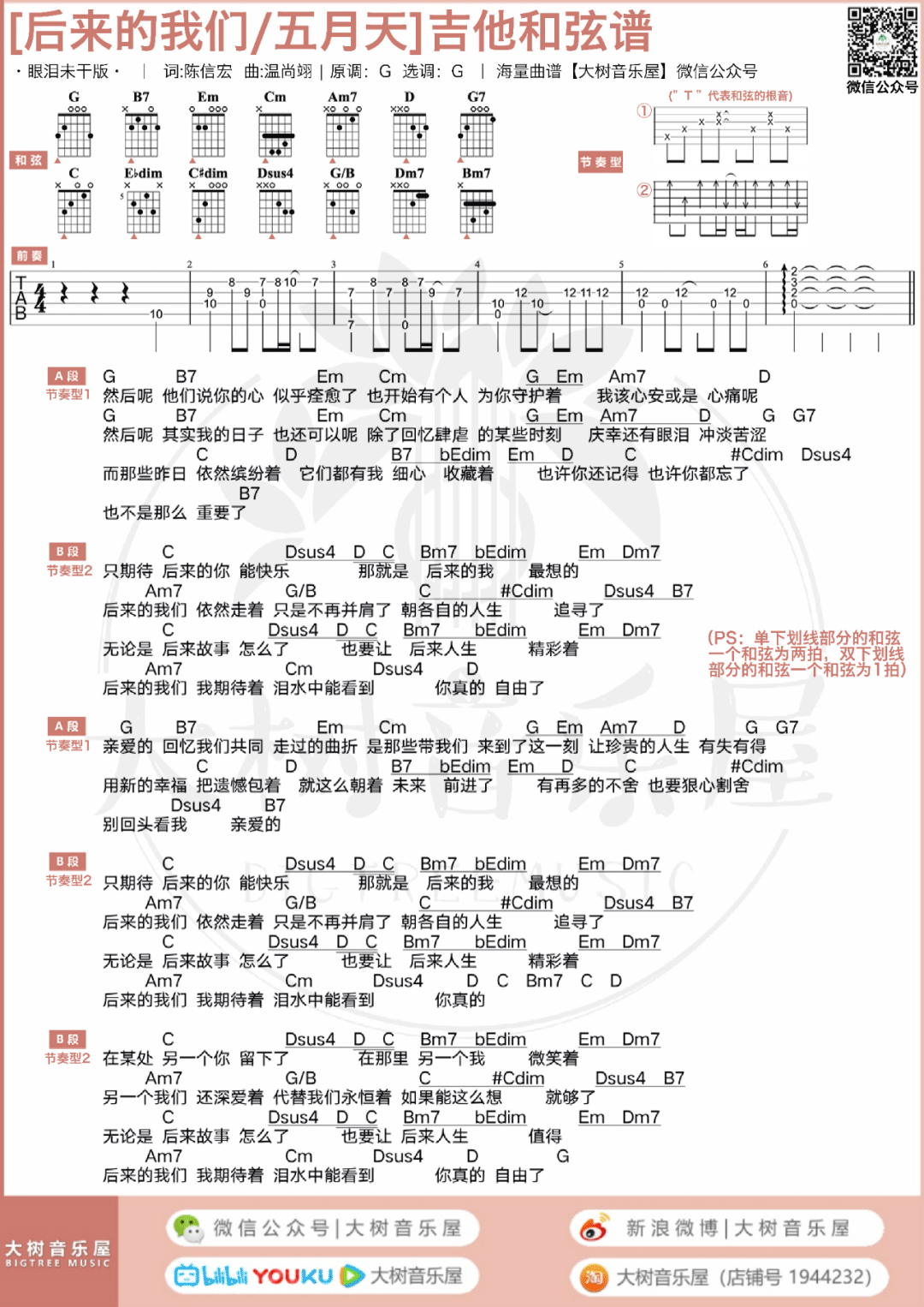 后来的我们吉他谱4-五月天