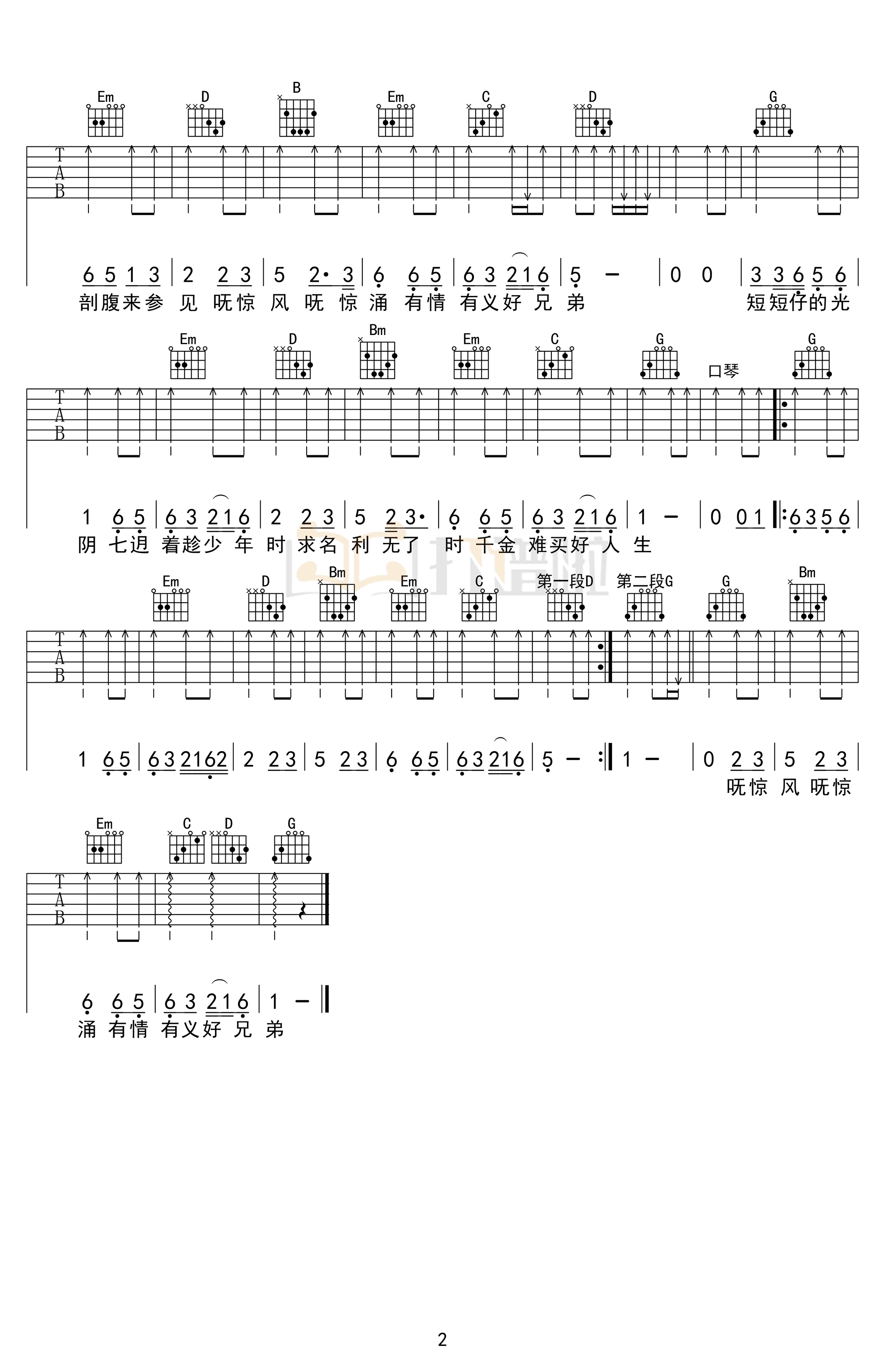 世界第一等吉他谱2-刘德华