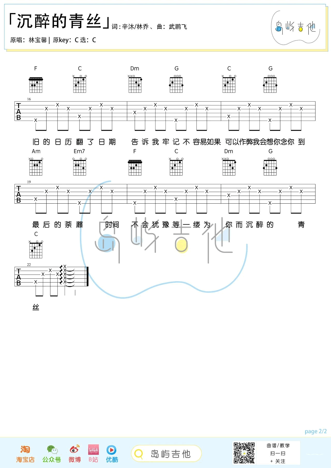 沉醉的青丝吉他谱2-林宝馨