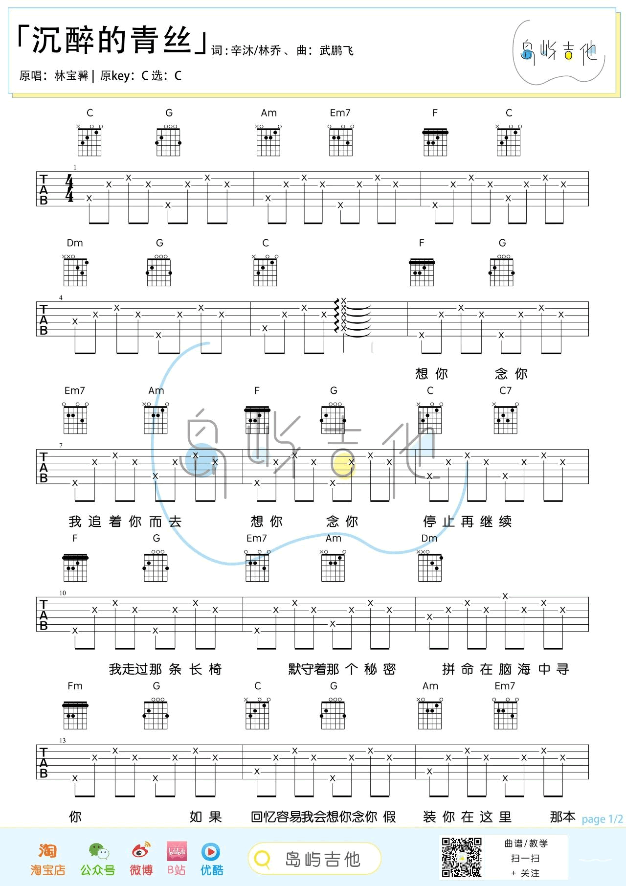 沉醉的青丝吉他谱1-林宝馨
