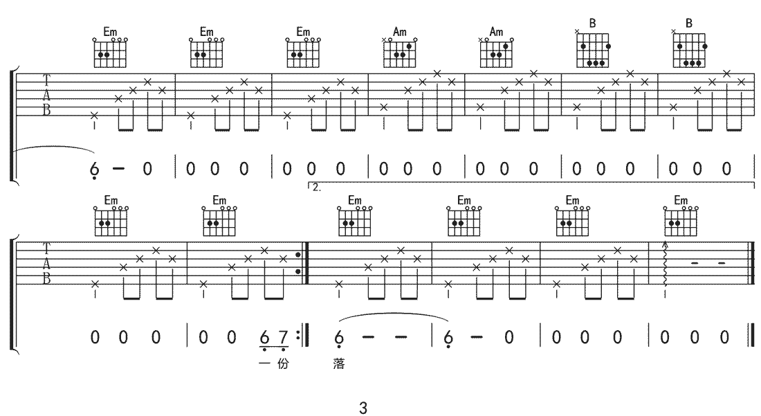 时光笔墨吉他谱3-张碧晨