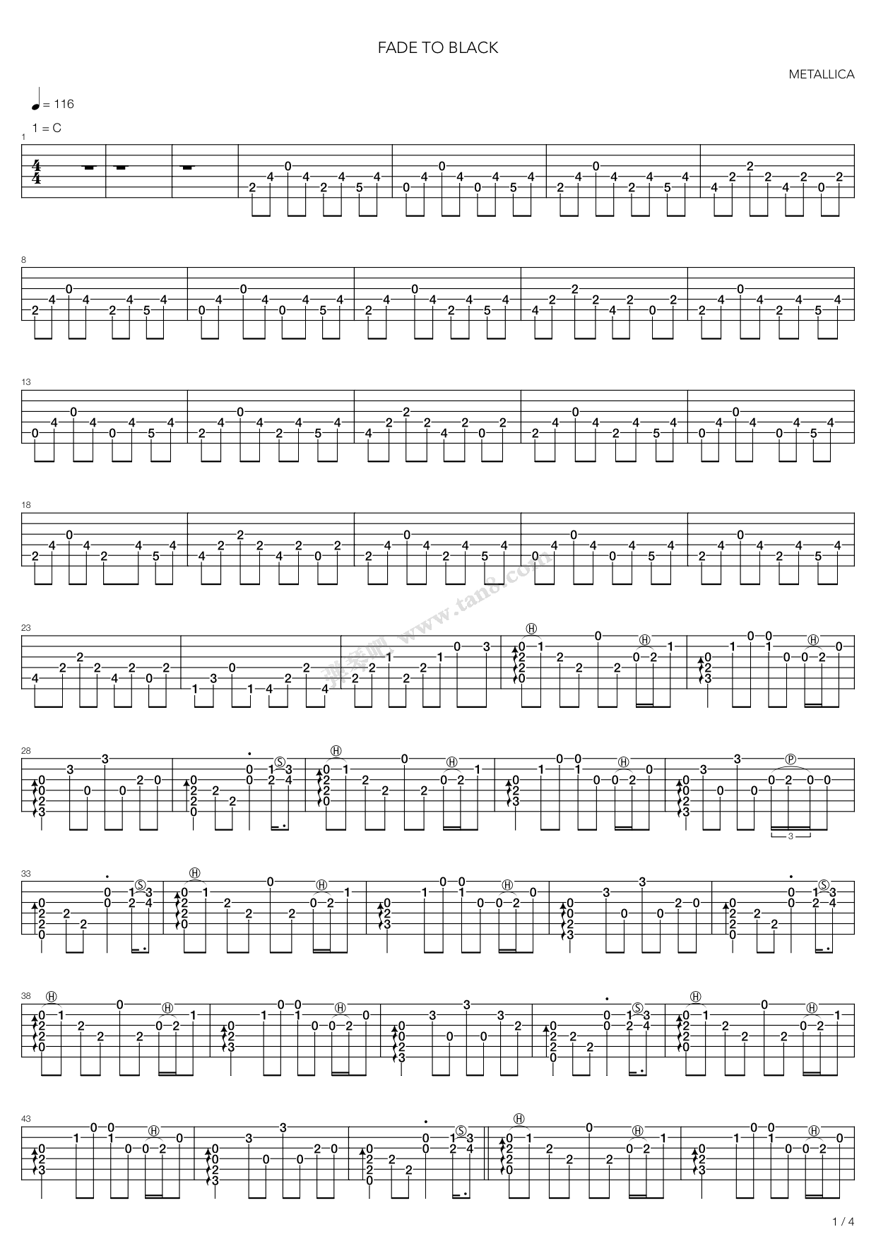 Fade-To-Black指弹吉他谱1-Metallica