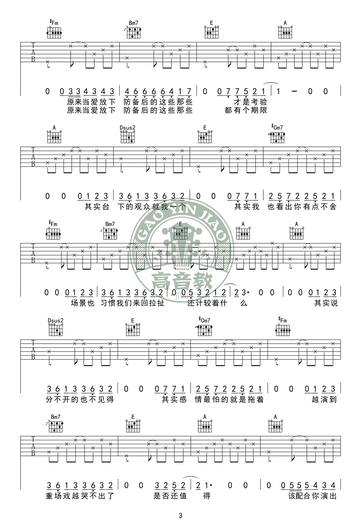 演员吉他谱3-薛之谦