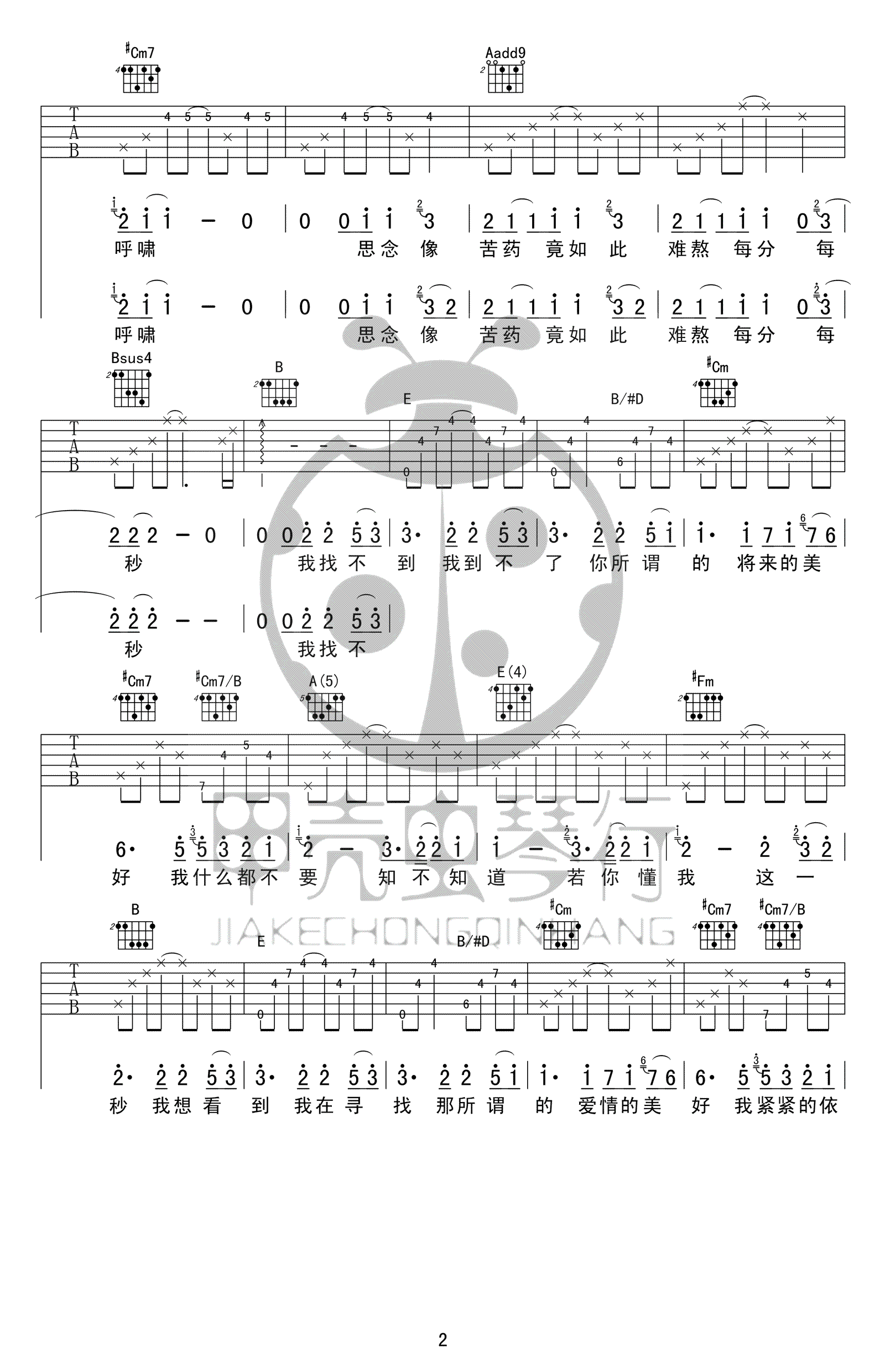 到不了吉他谱2-范玮琪