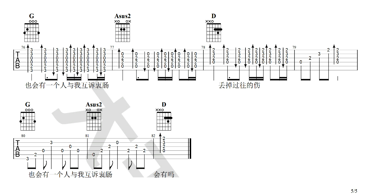 灰姑娘吉他谱5-陈雪凝