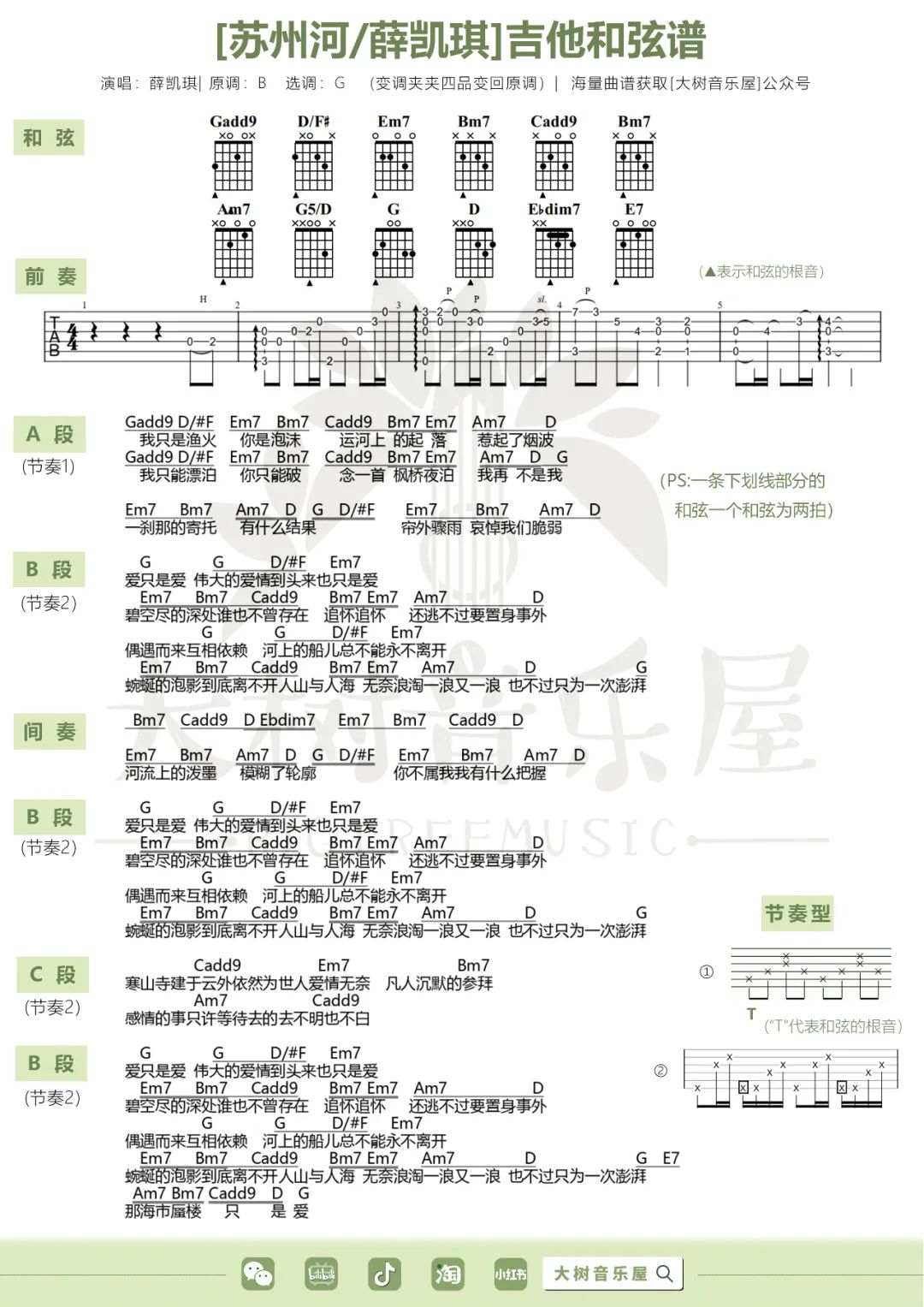 苏州河吉他谱4-薛凯琪