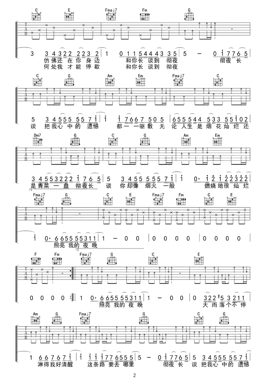 彻夜长谈吉他谱2-崔开潮