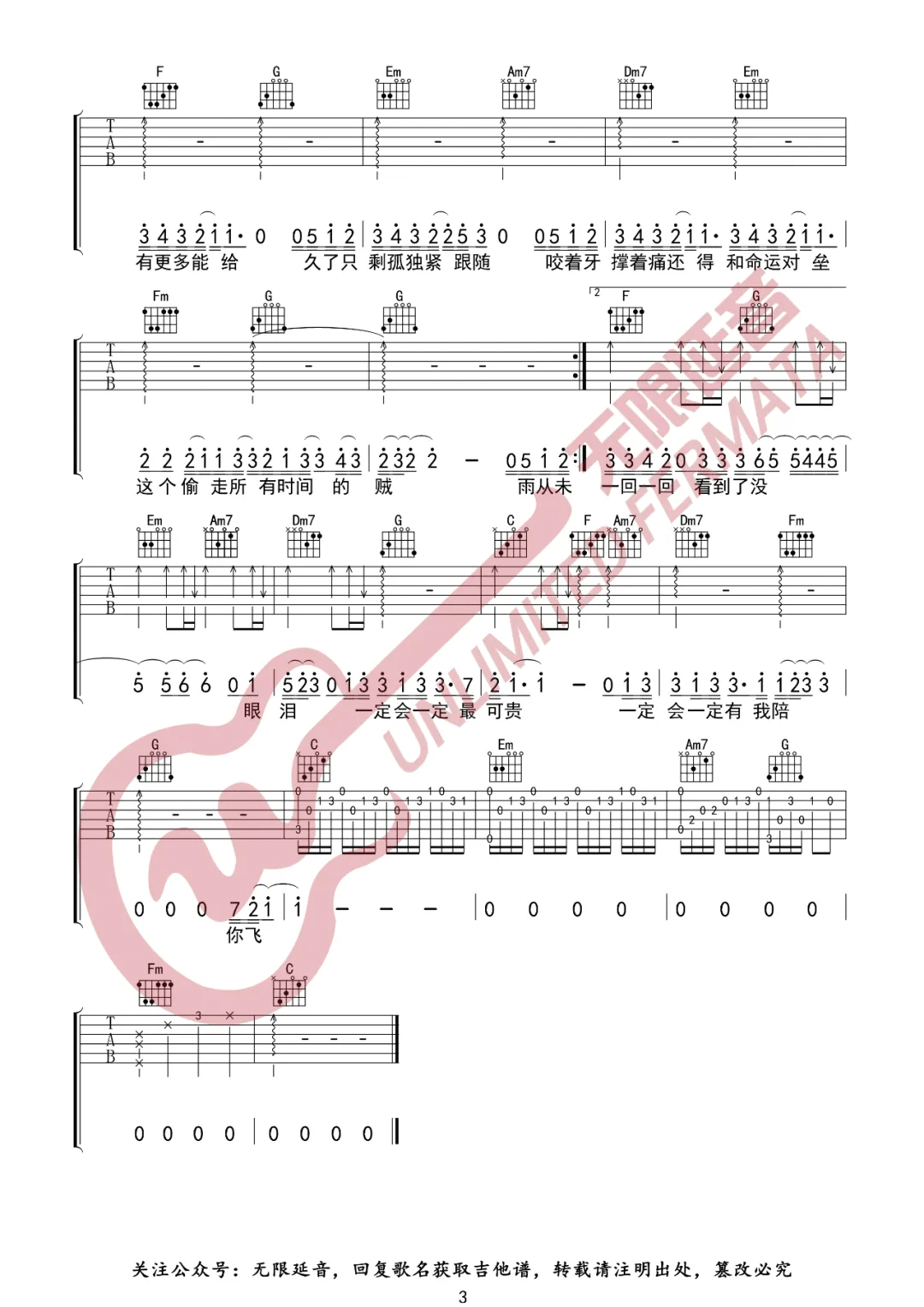 一定会吉他谱3-林俊杰