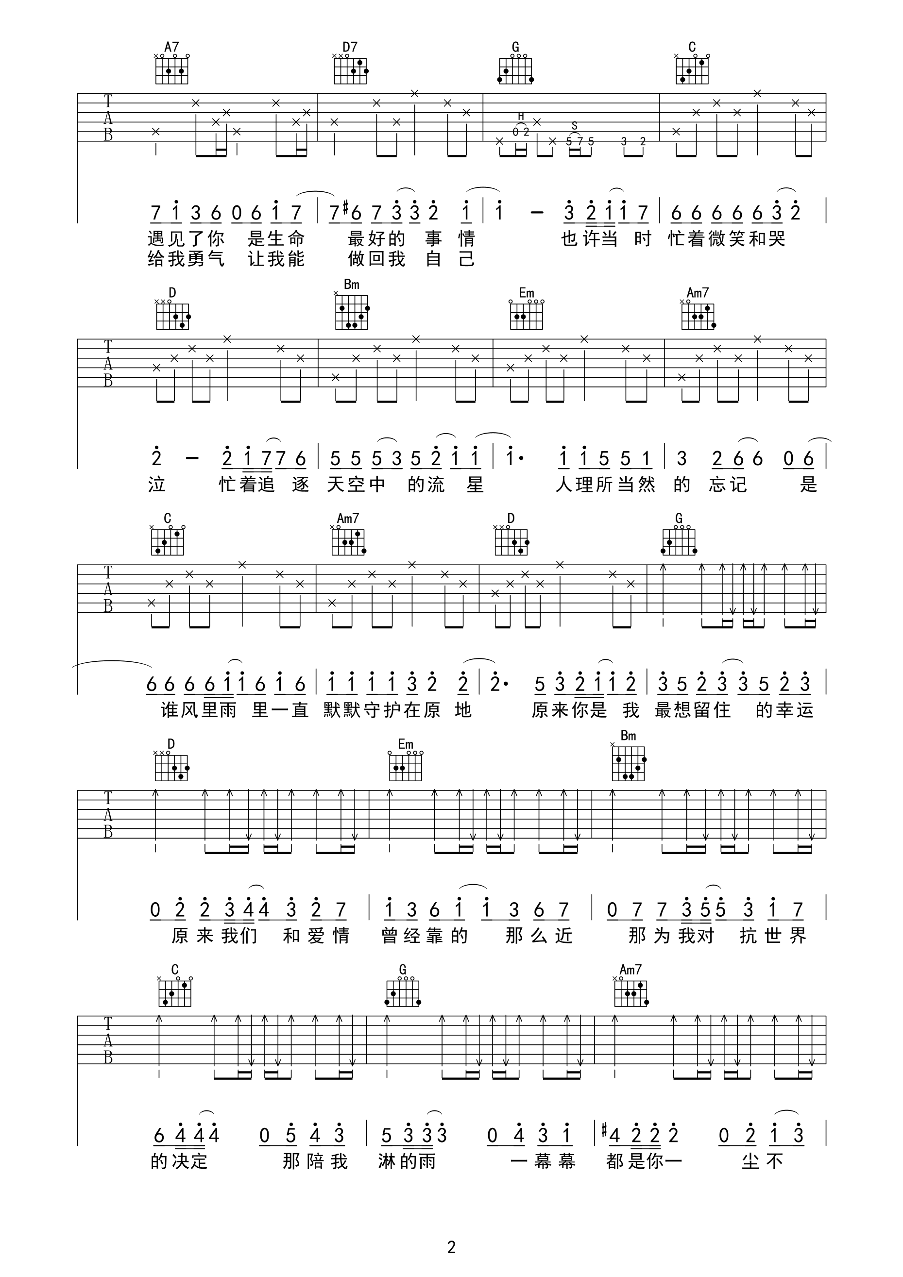 小幸运吉他谱2-田馥甄