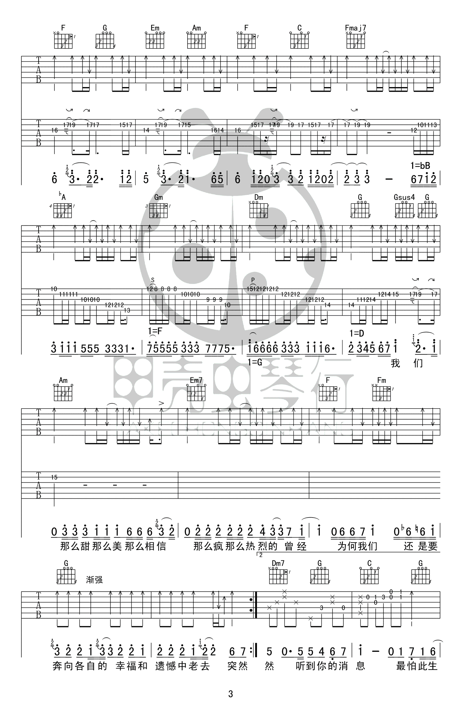 突然好想你吉他谱3-五月天