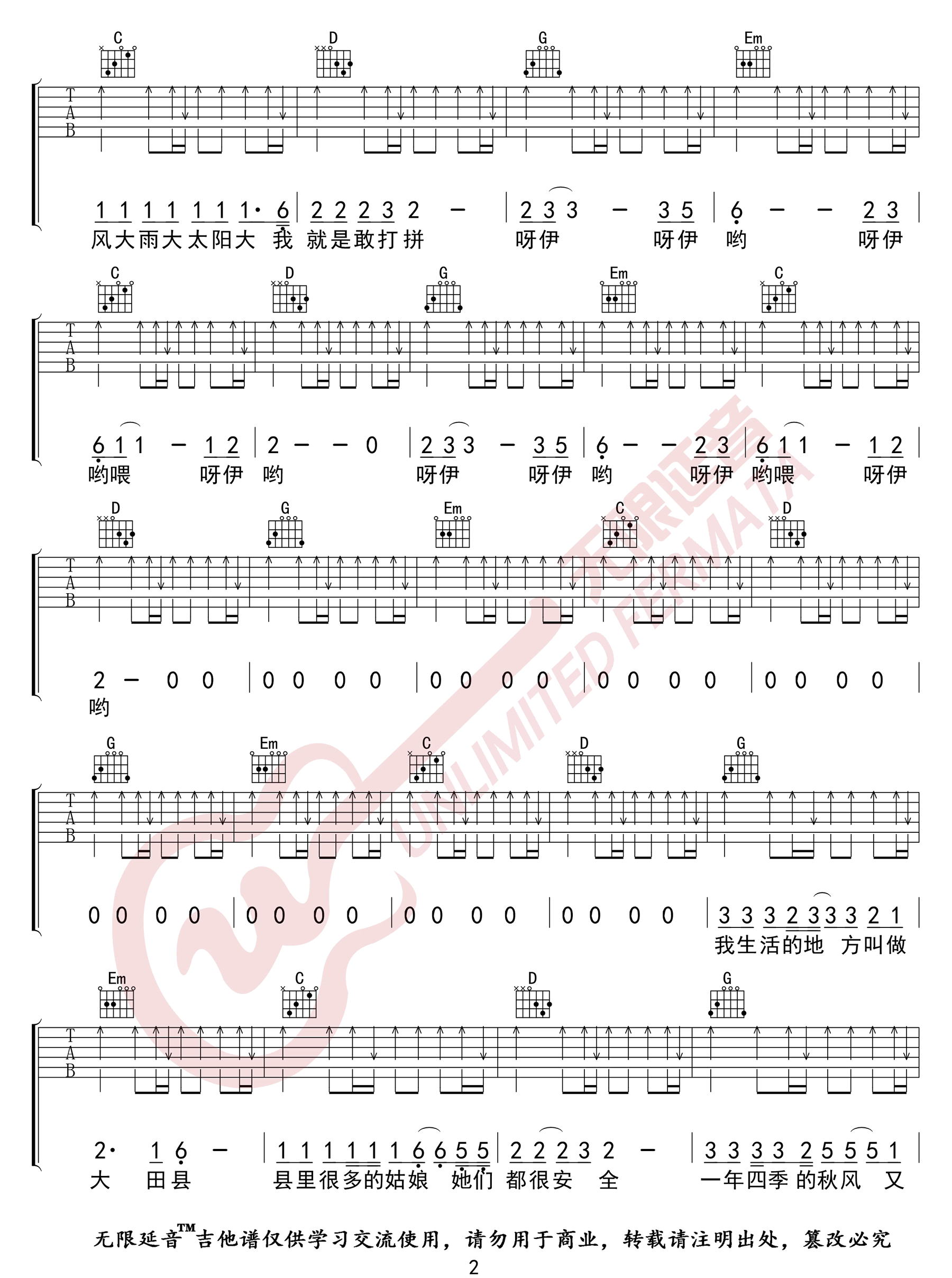 大田后生仔吉他谱2-林启得