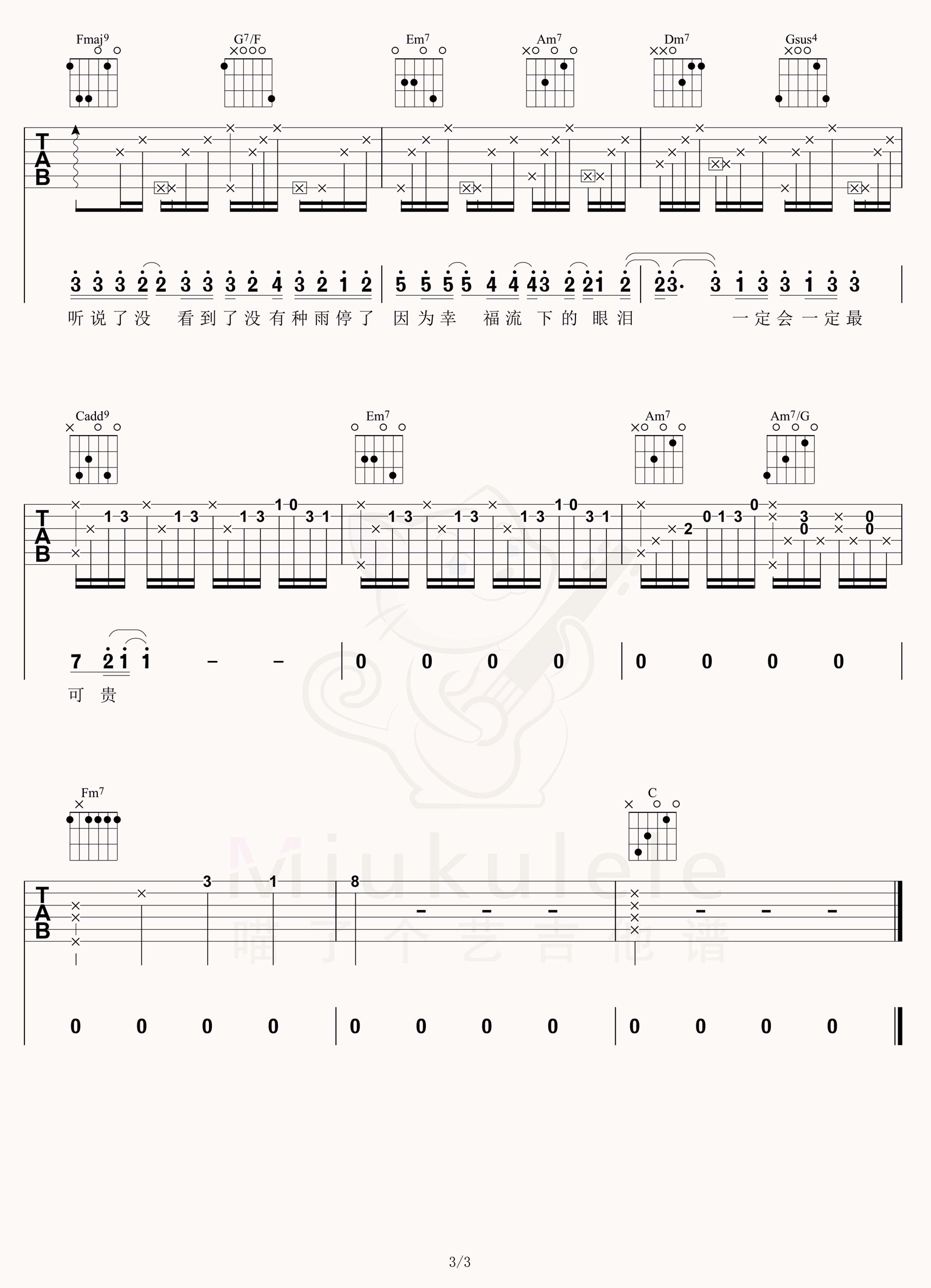 一定会吉他谱3-林俊杰