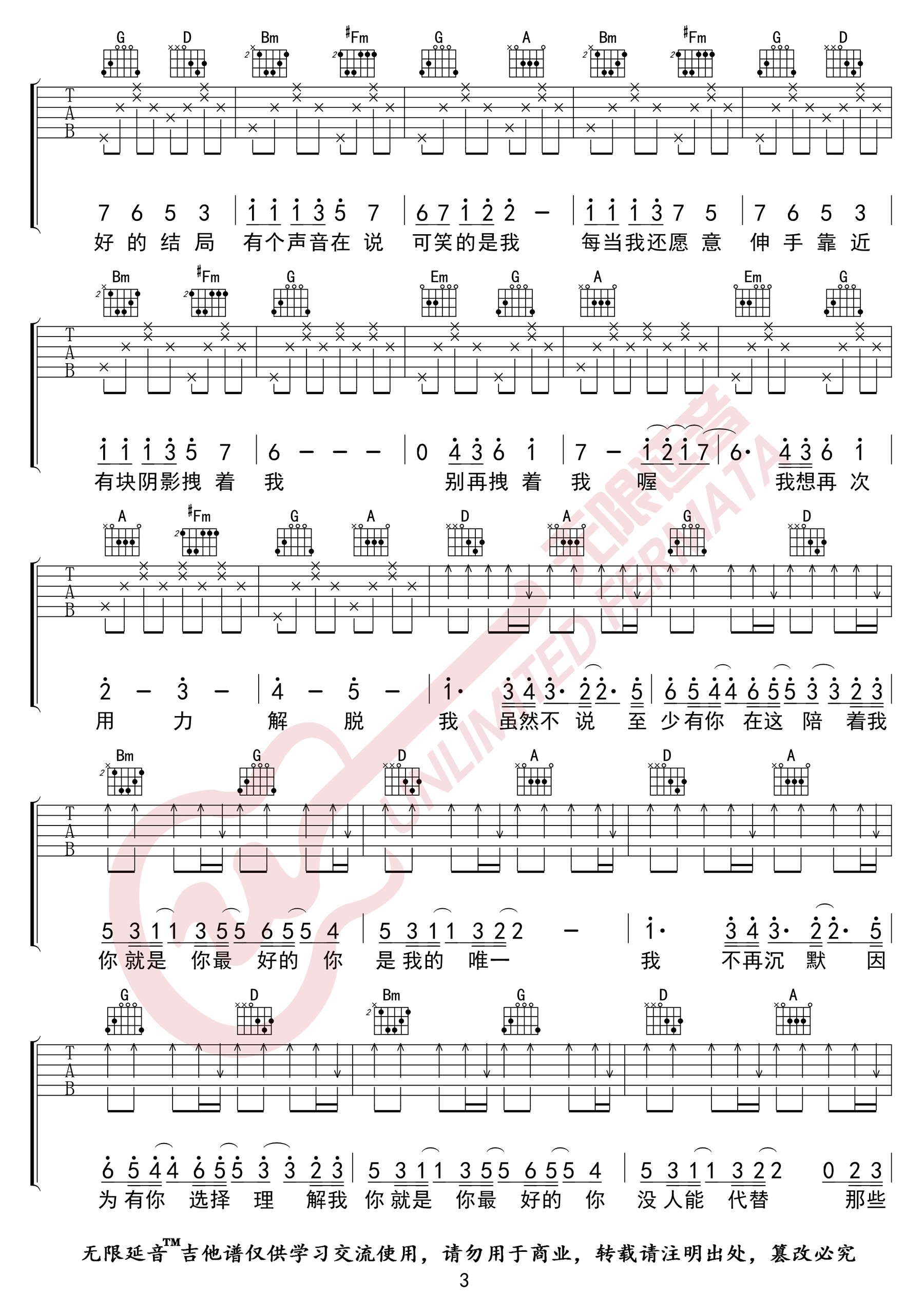 与火星的孩子对话吉他谱3-华晨宇