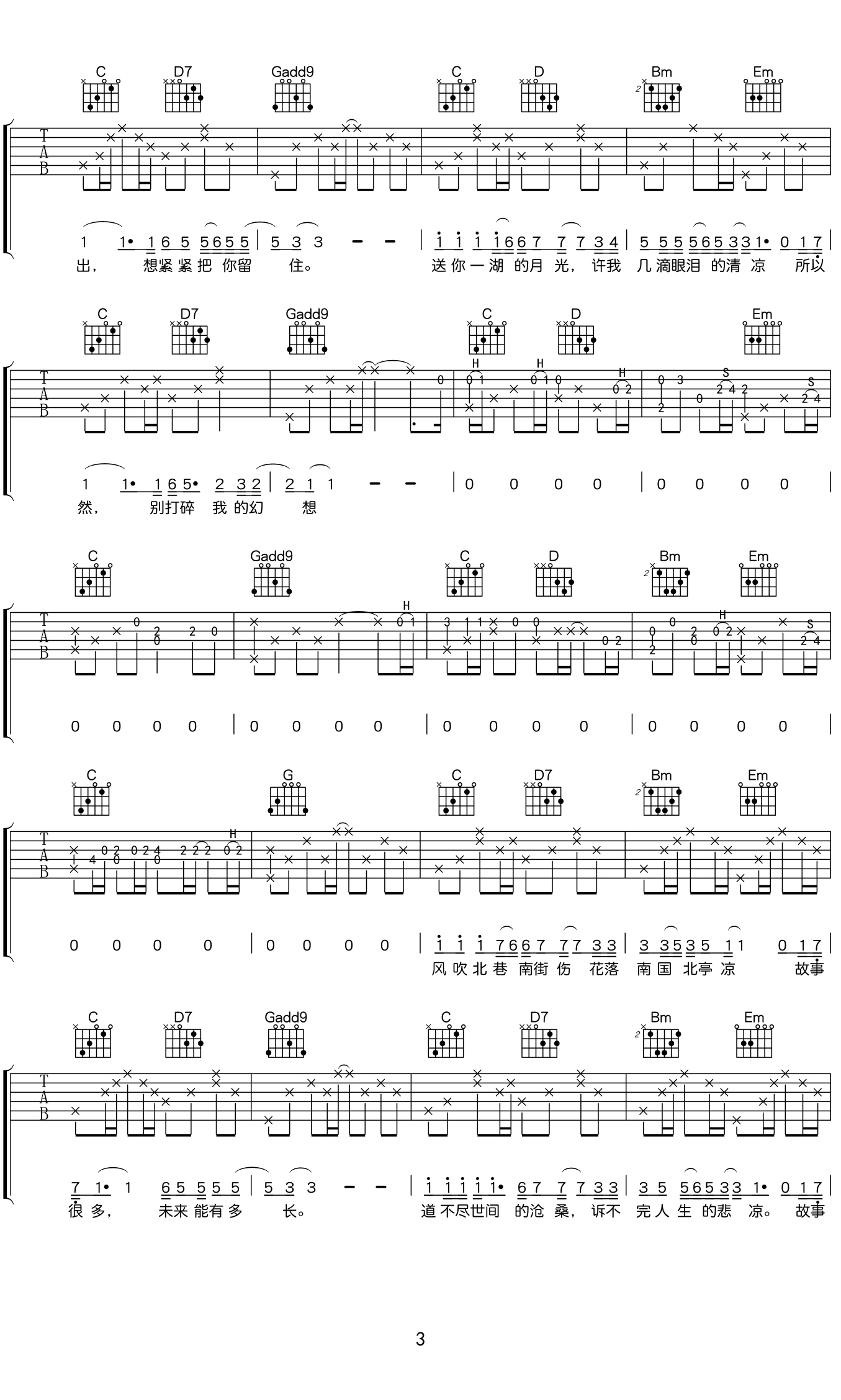 南风北巷吉他谱3-解忧邵帅