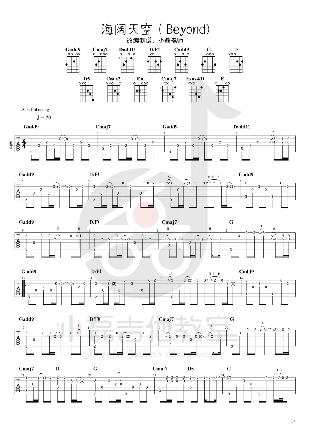海阔天空指弹吉他谱1-Beyond