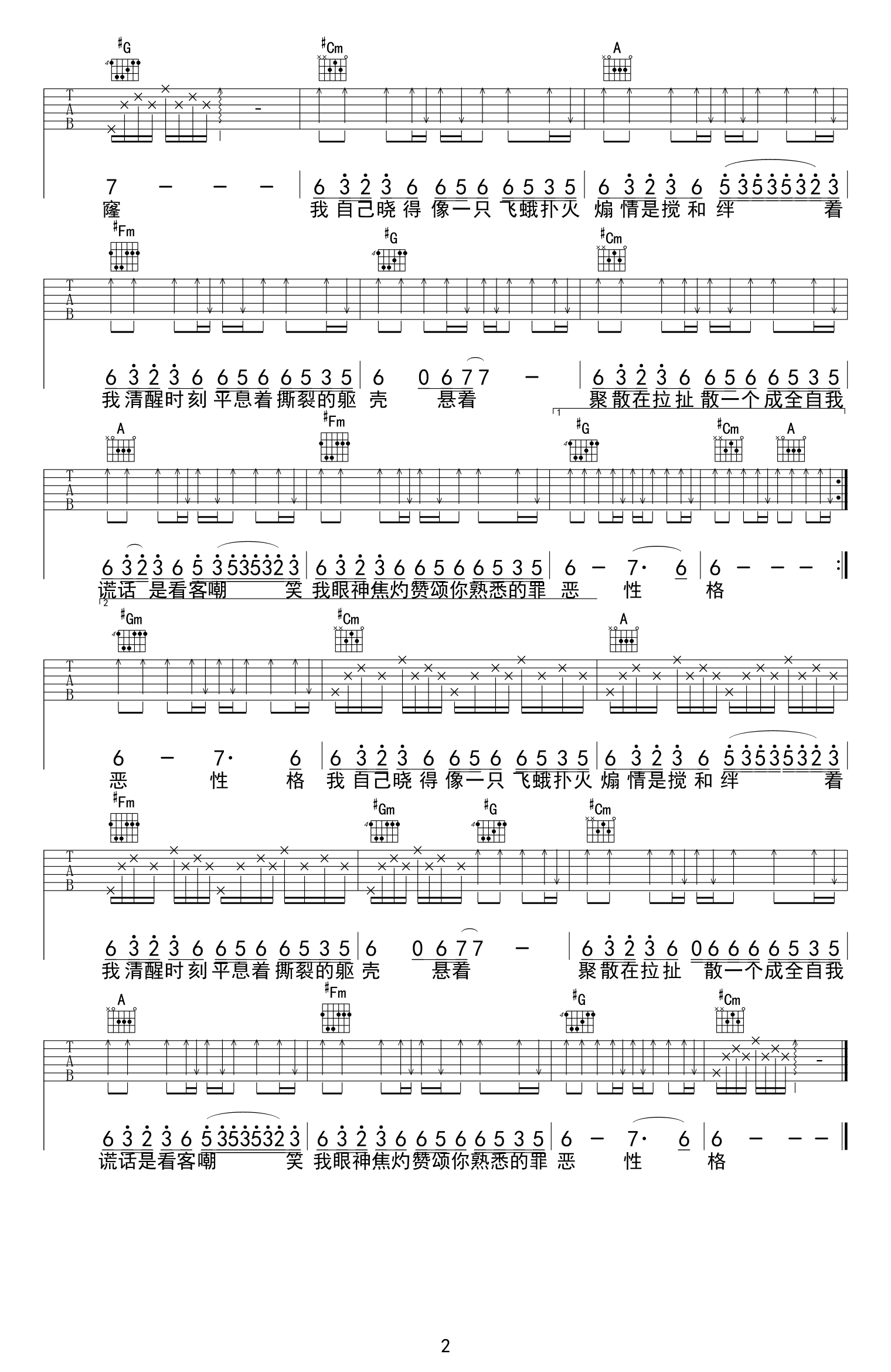 伪善者吉他谱2-金渔