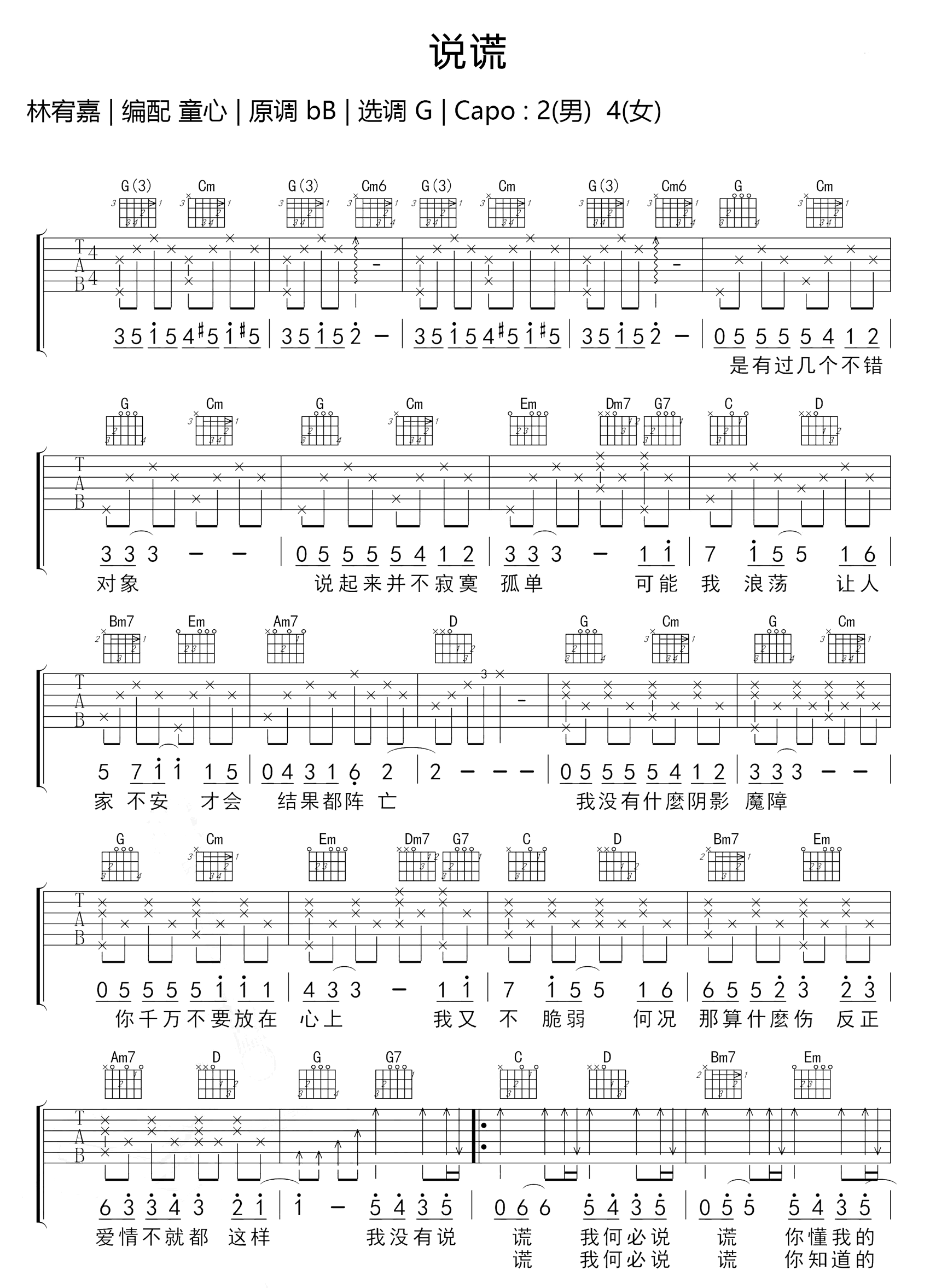 说谎吉他谱1-林宥嘉