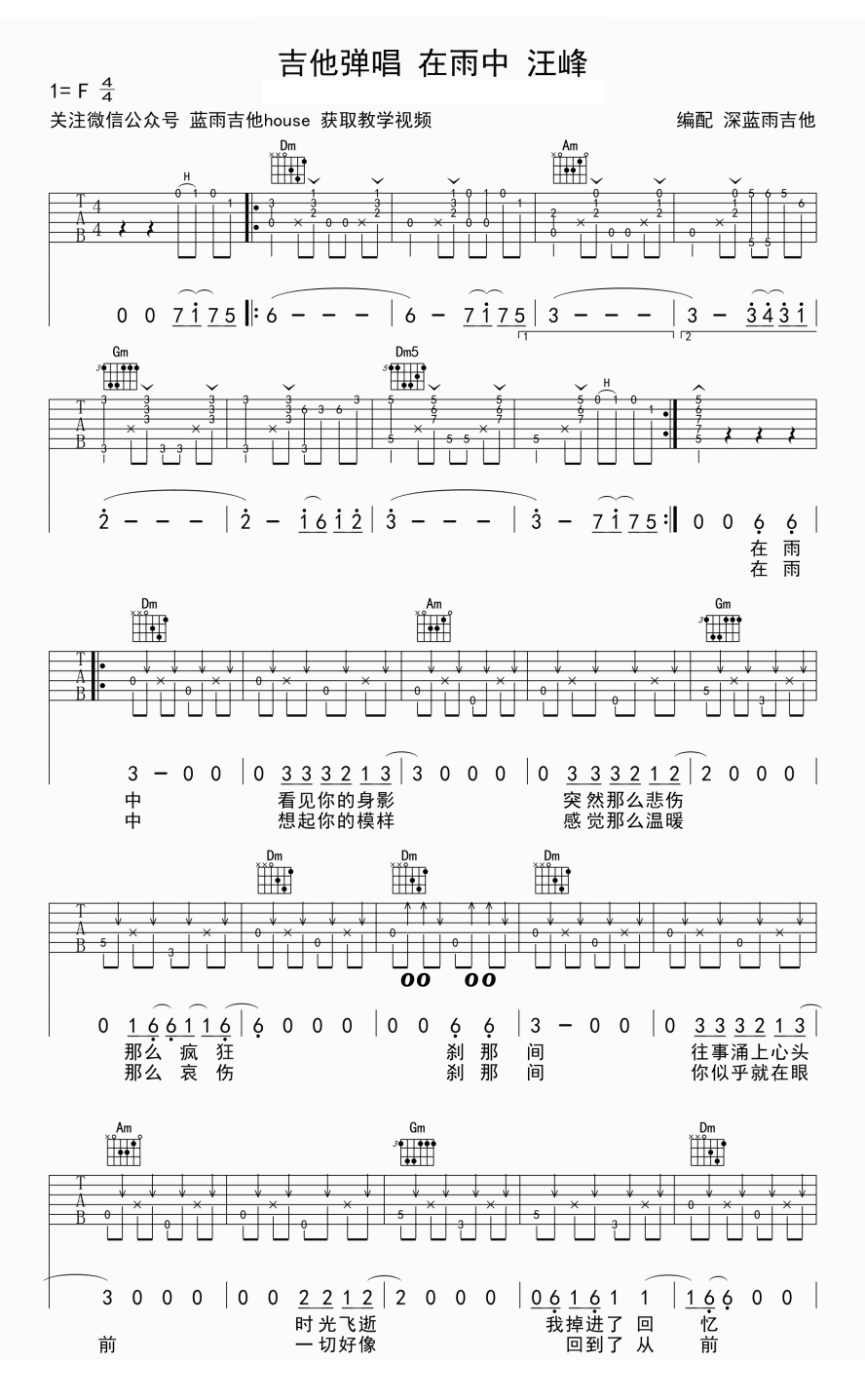 在雨中吉他谱1-汪峰