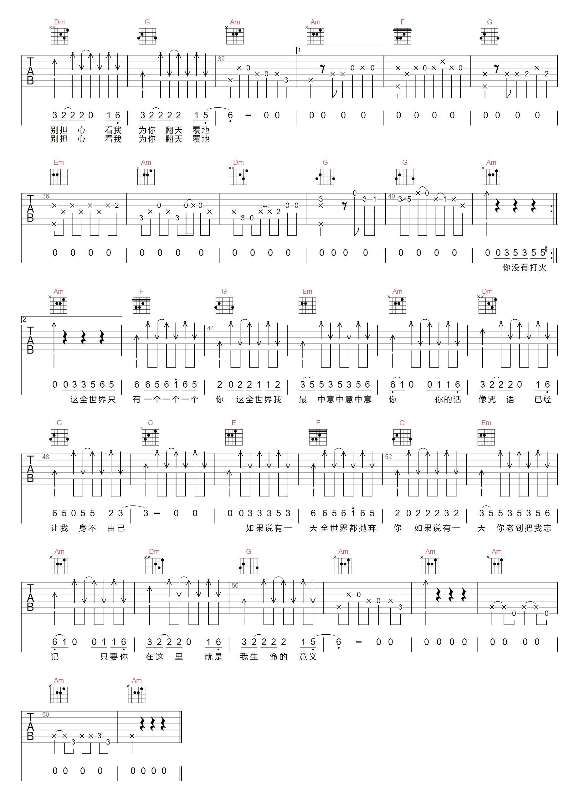 中意你吉他谱2-咖啡