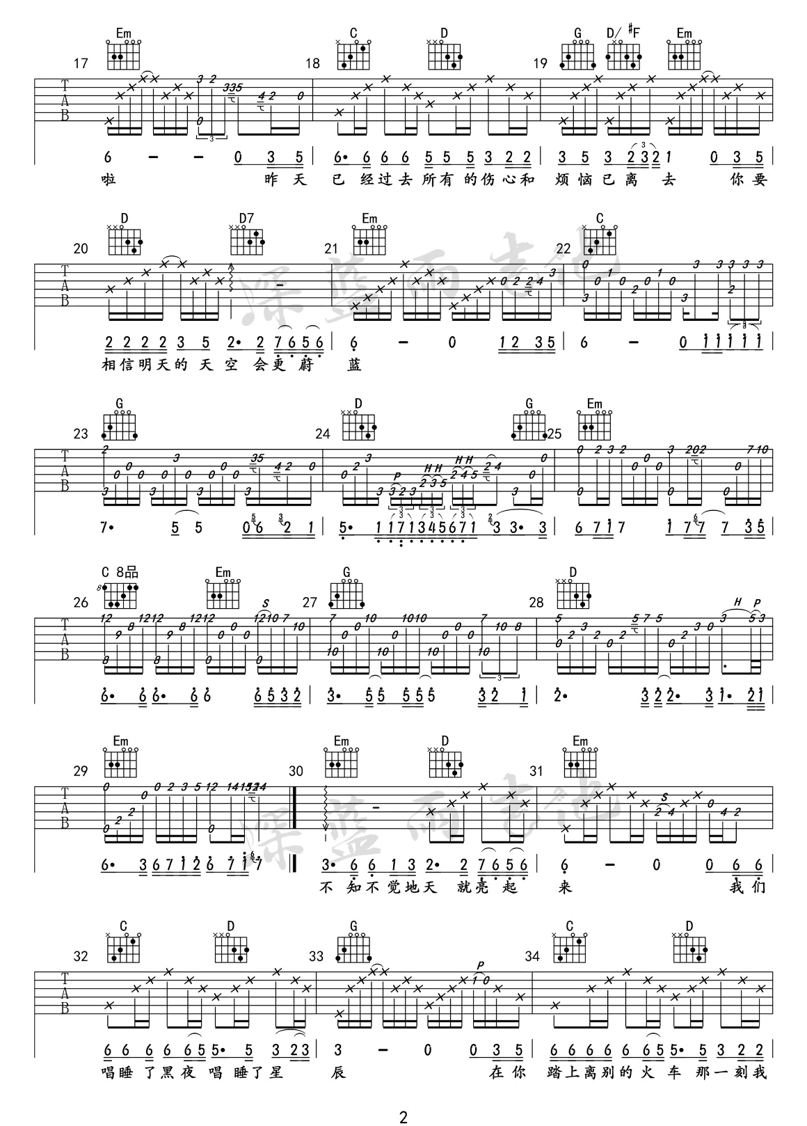 别知己吉他谱2-海来阿木