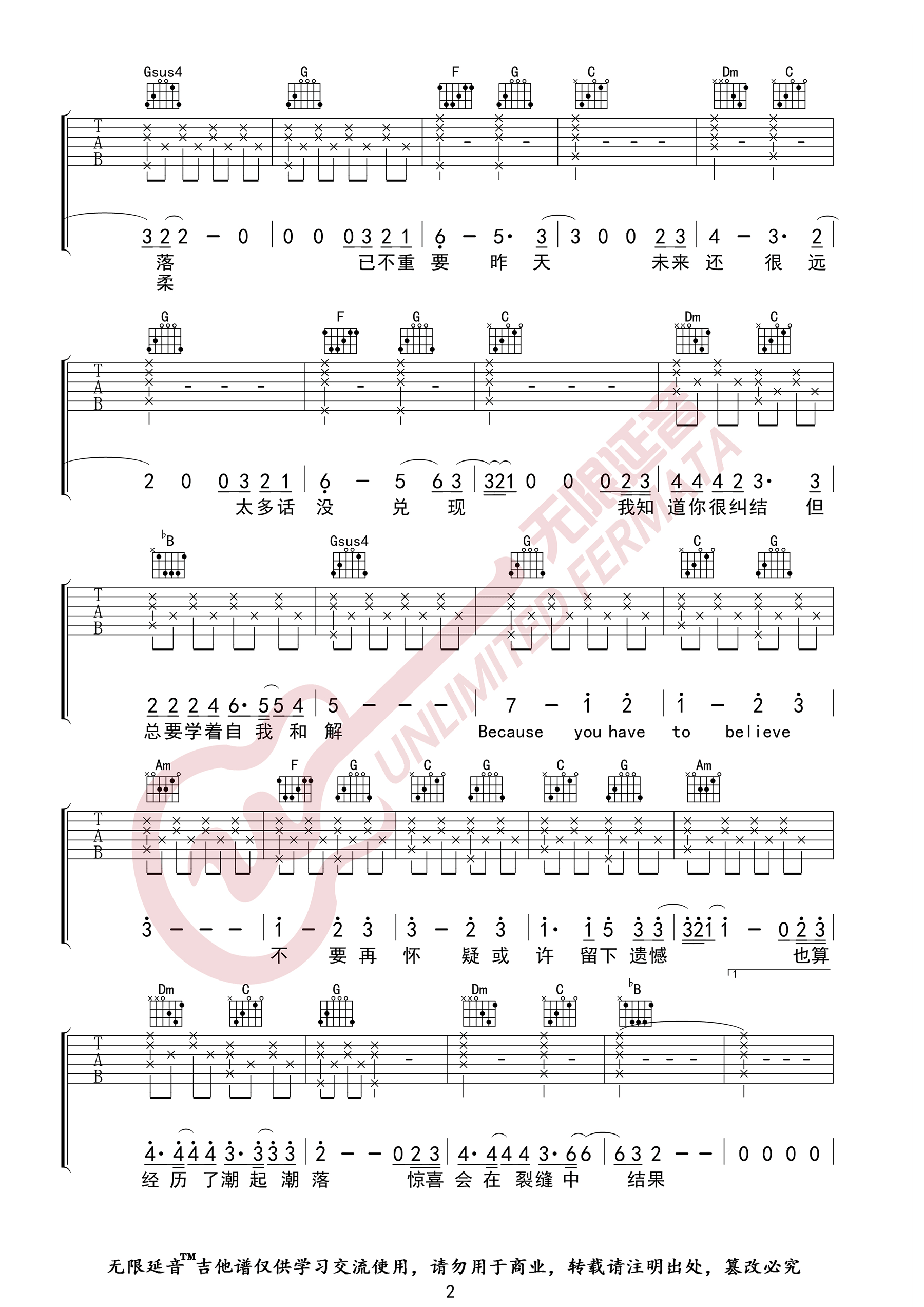 你要相信这不是最后一天吉他谱2-华晨宇