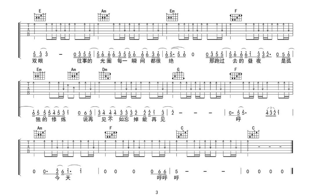 黑夜问白天吉他谱3-林俊杰