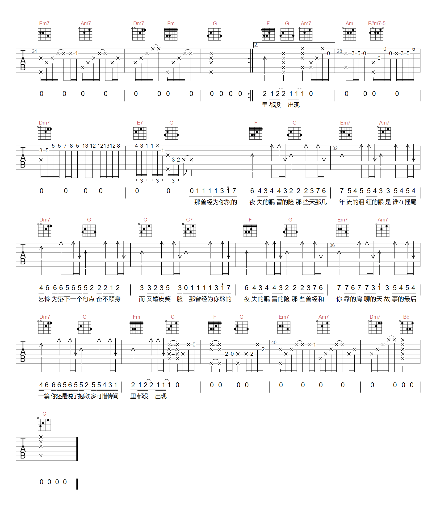 未出现传闻吉他谱2-胡66