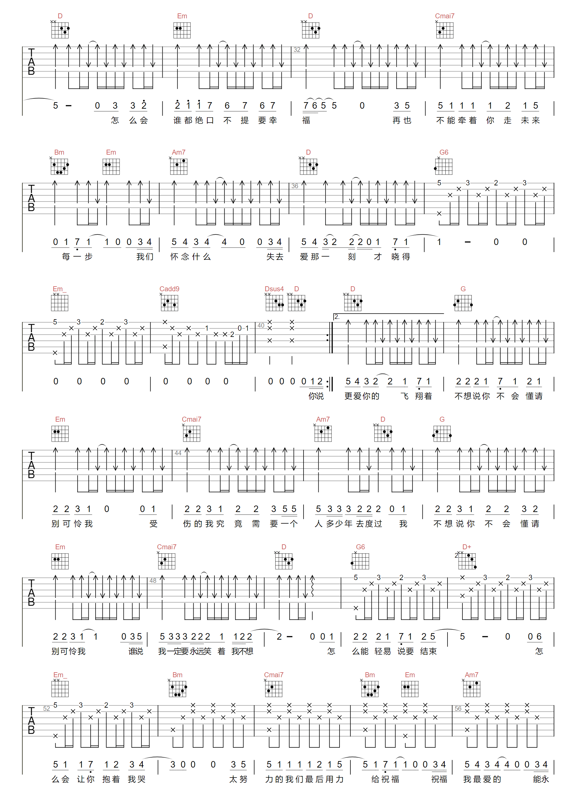 怎么了吉他谱2-周兴哲