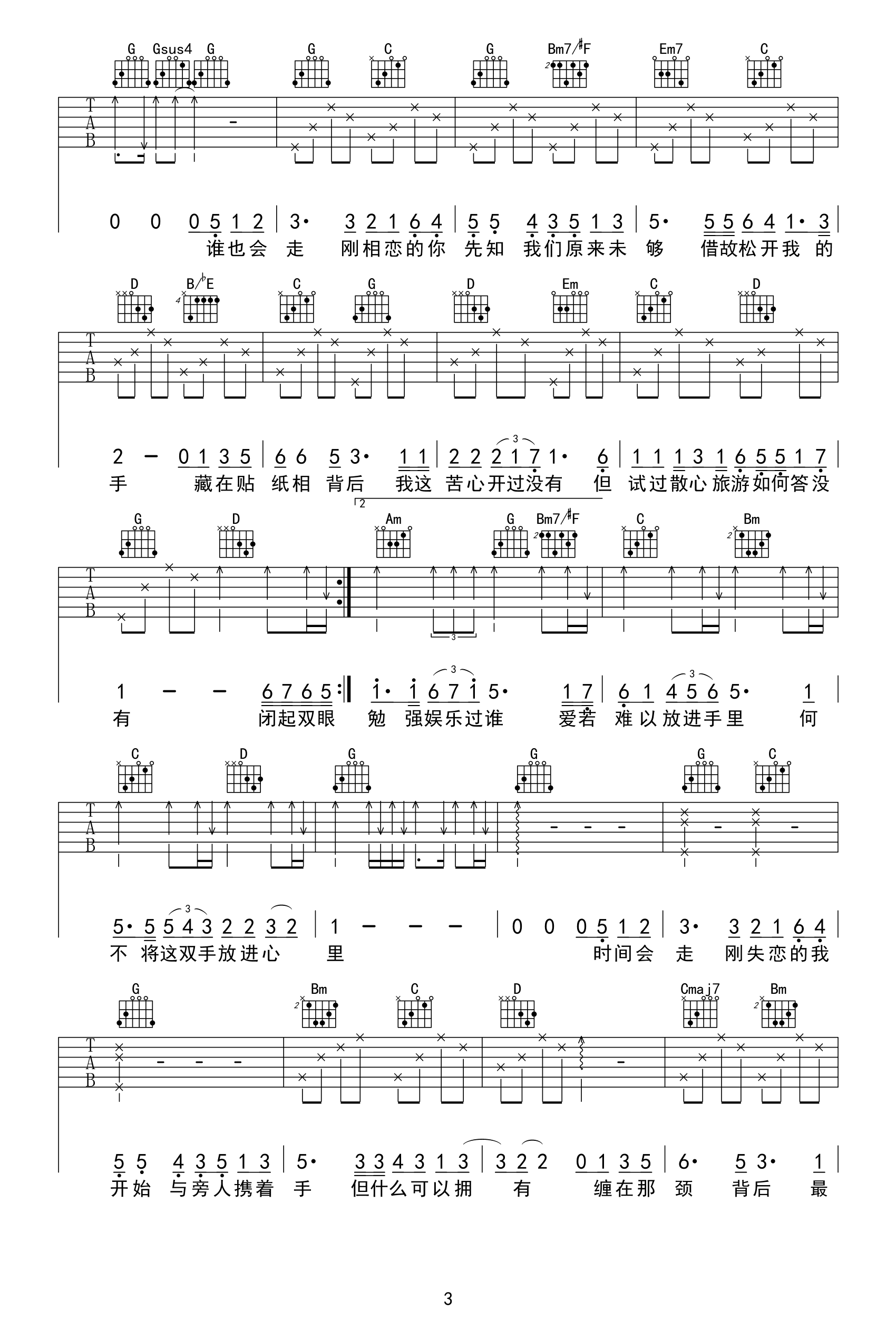 人来人往吉他谱3-陈奕迅