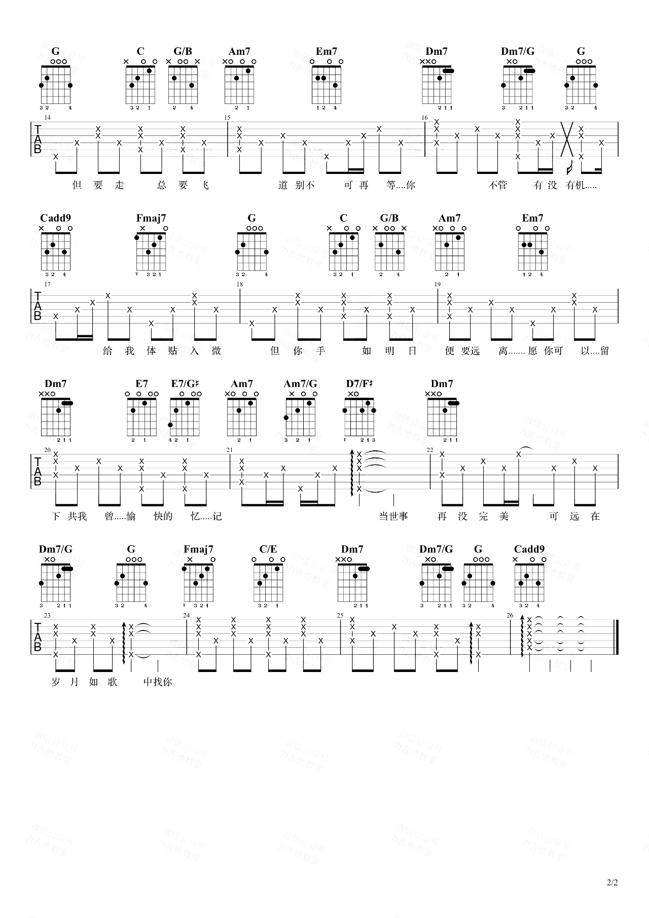 岁月如歌吉他谱2-陈奕迅