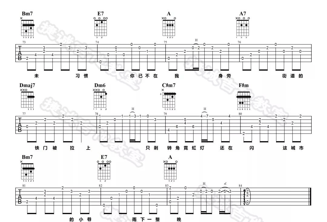 雨下一整晚吉他谱4-周杰伦