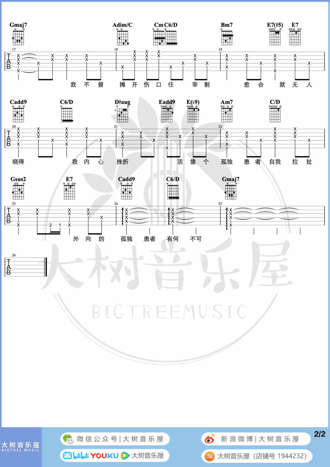 孤独患者吉他谱2-陈奕迅