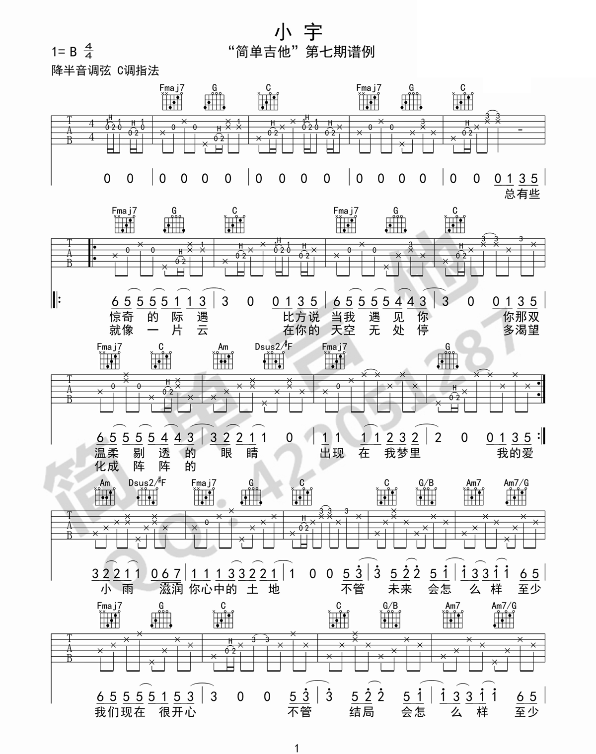 小宇吉他谱1-张震岳