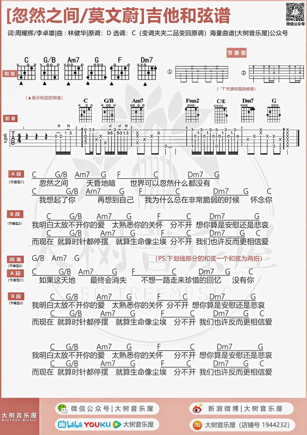 忽然之间吉他谱3-莫文蔚