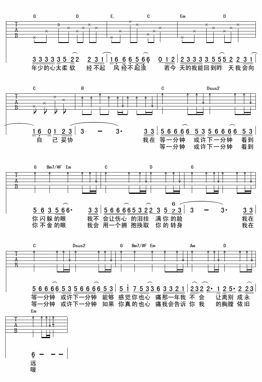 等一分钟吉他谱2-徐誉滕