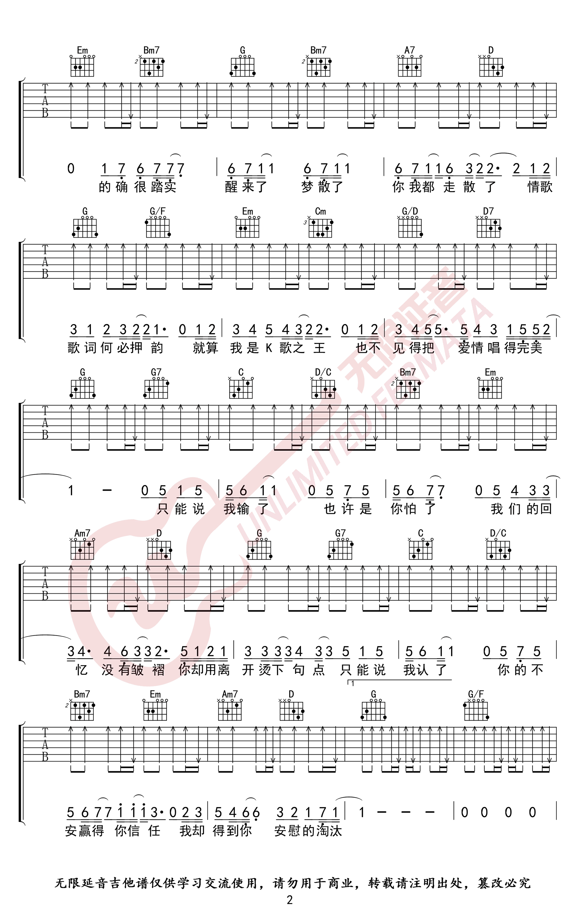 淘汰吉他谱2-陈奕迅