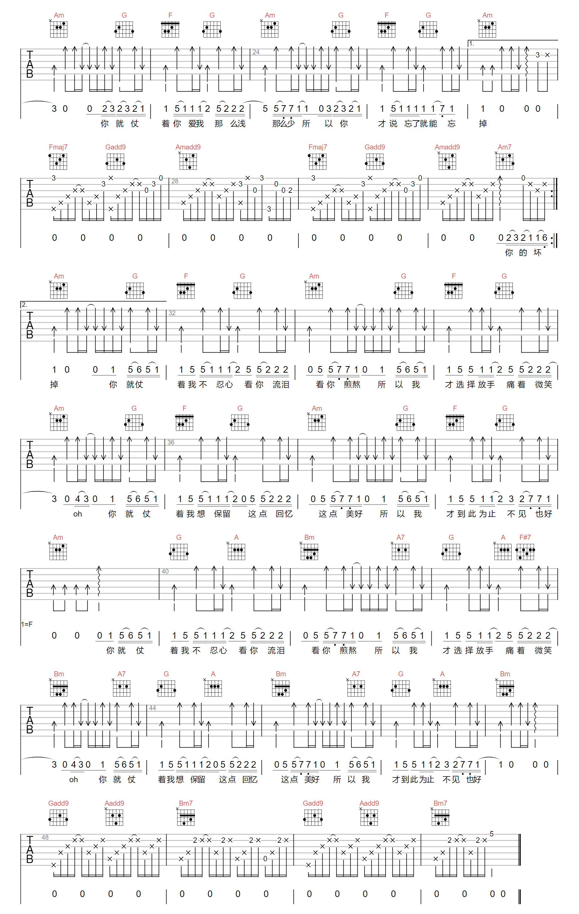 仗着吉他谱2-陈壹千