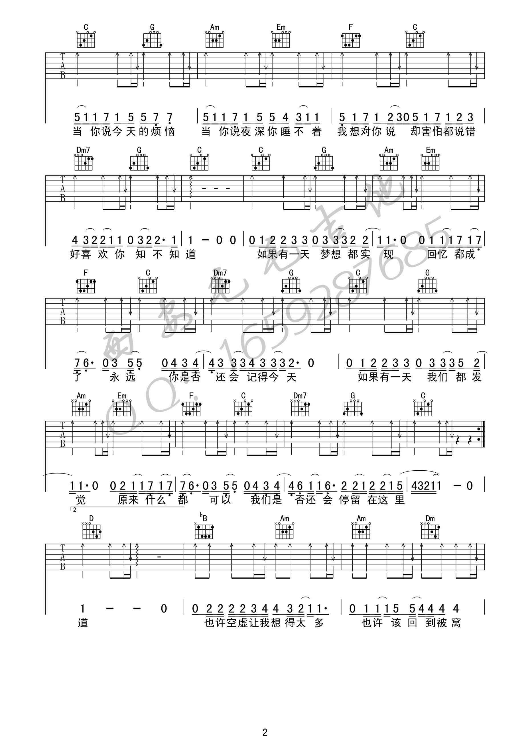 当你吉他谱2-林俊杰