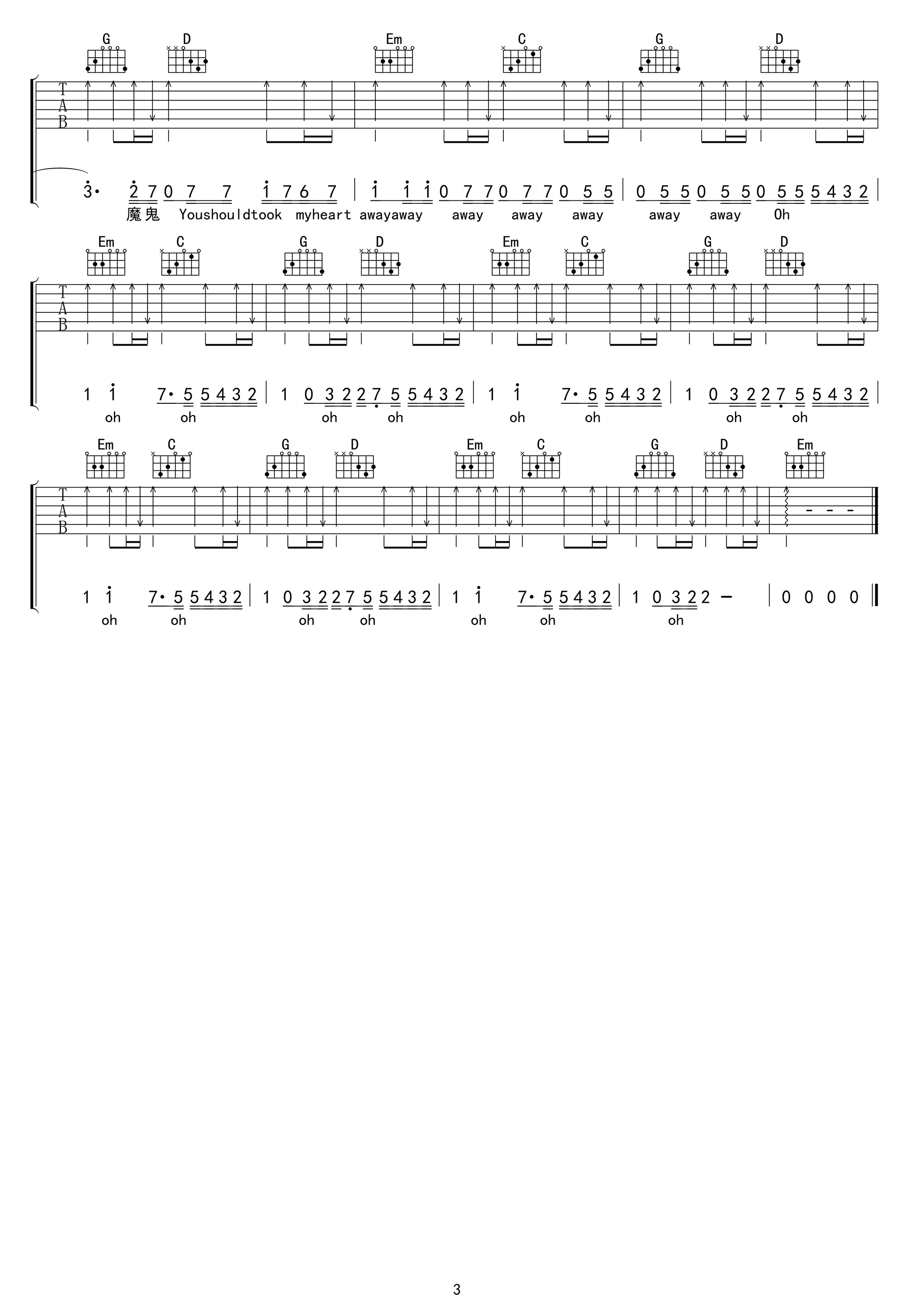 来自天堂的魔鬼吉他谱3-邓紫棋