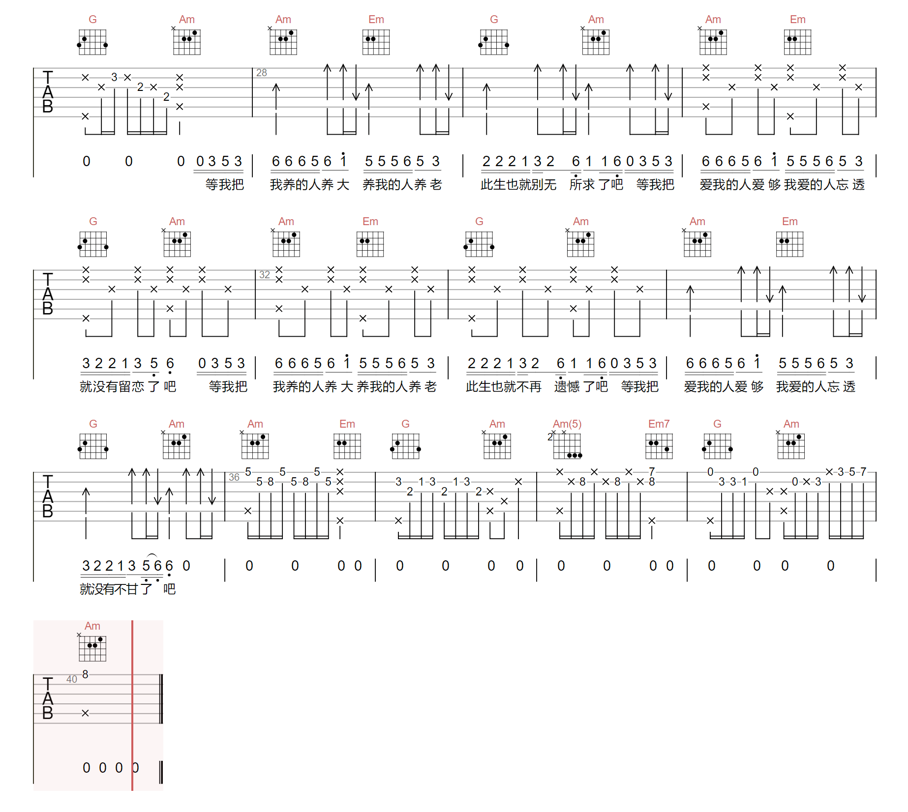 等我把我养的人养大吉他谱2-谈柒柒