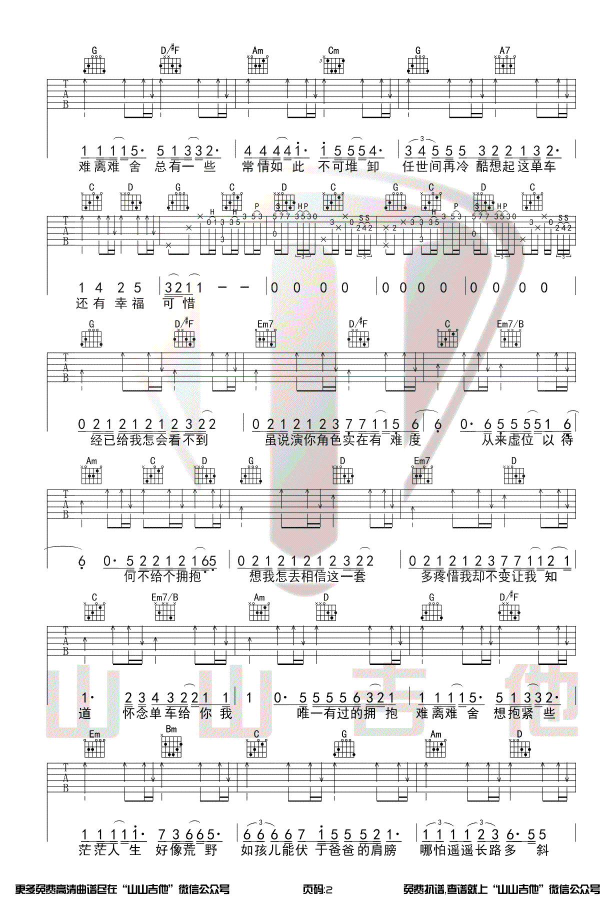 单车吉他谱2-陈奕迅