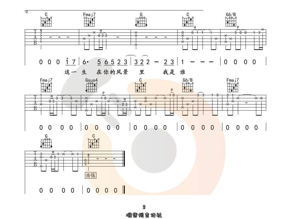 这一生关于你的风景吉他谱3-隔壁老樊