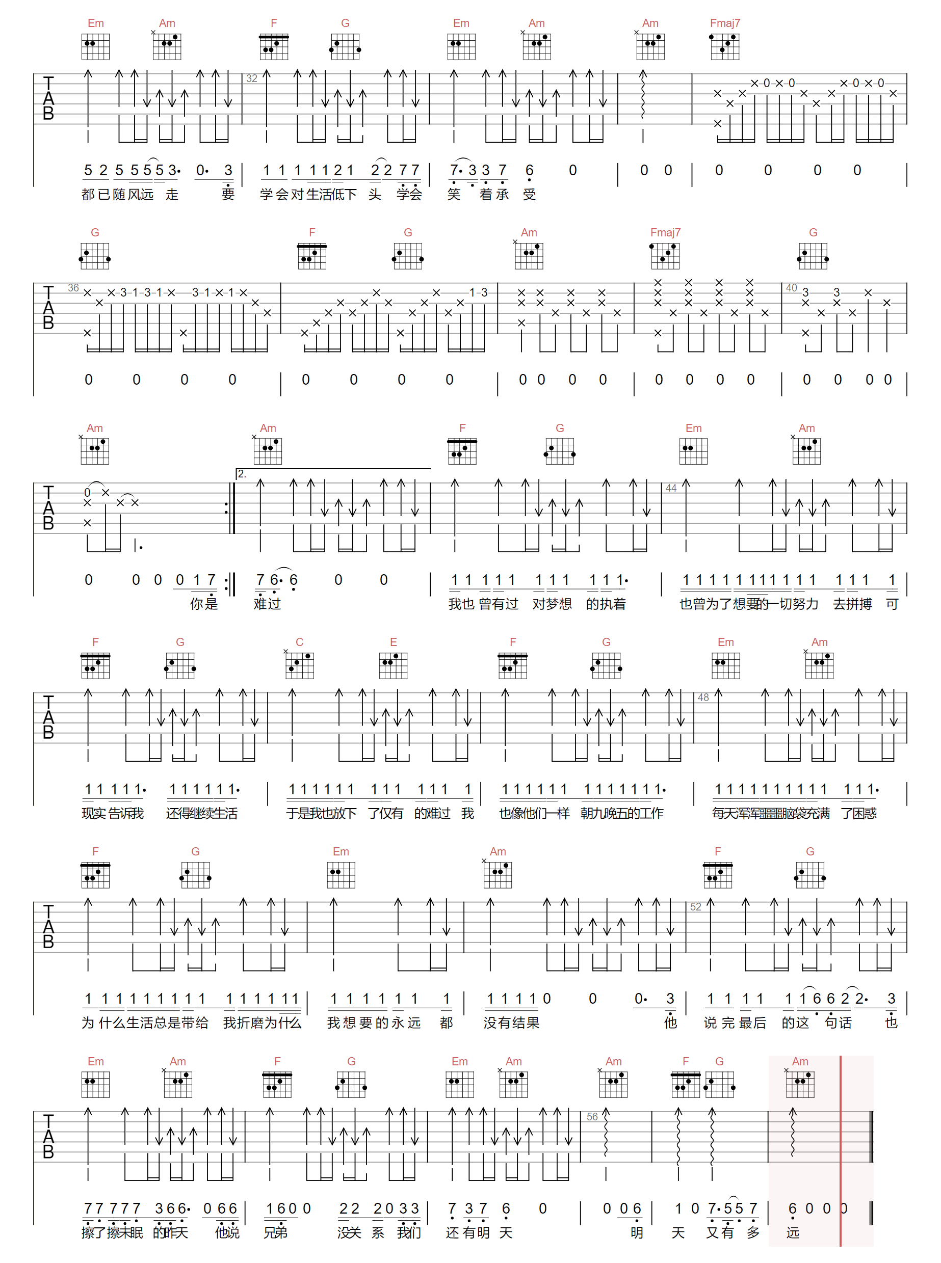 期盼明天吉他谱2-杜天宇