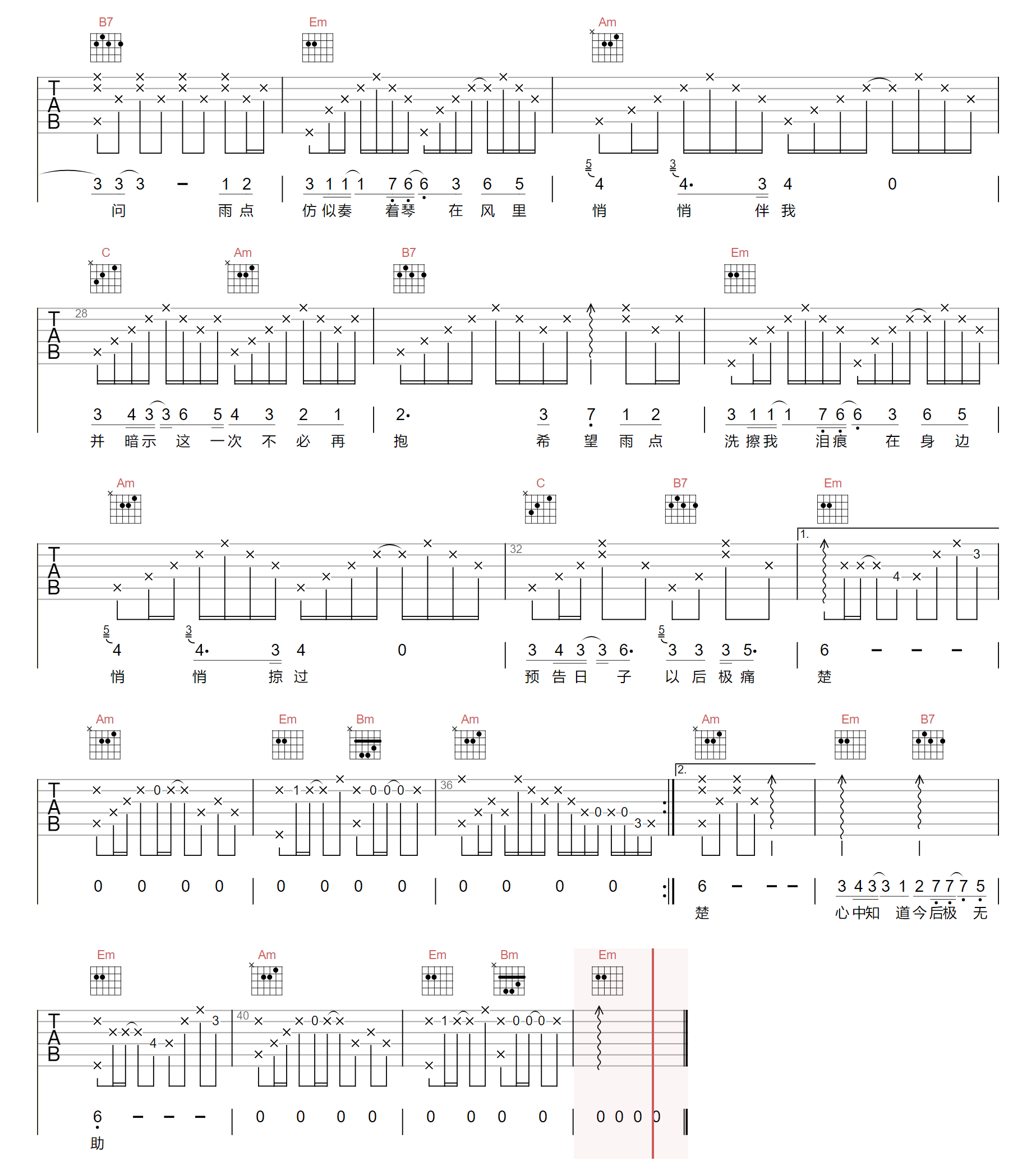 痛哭吉他谱2-郭富城