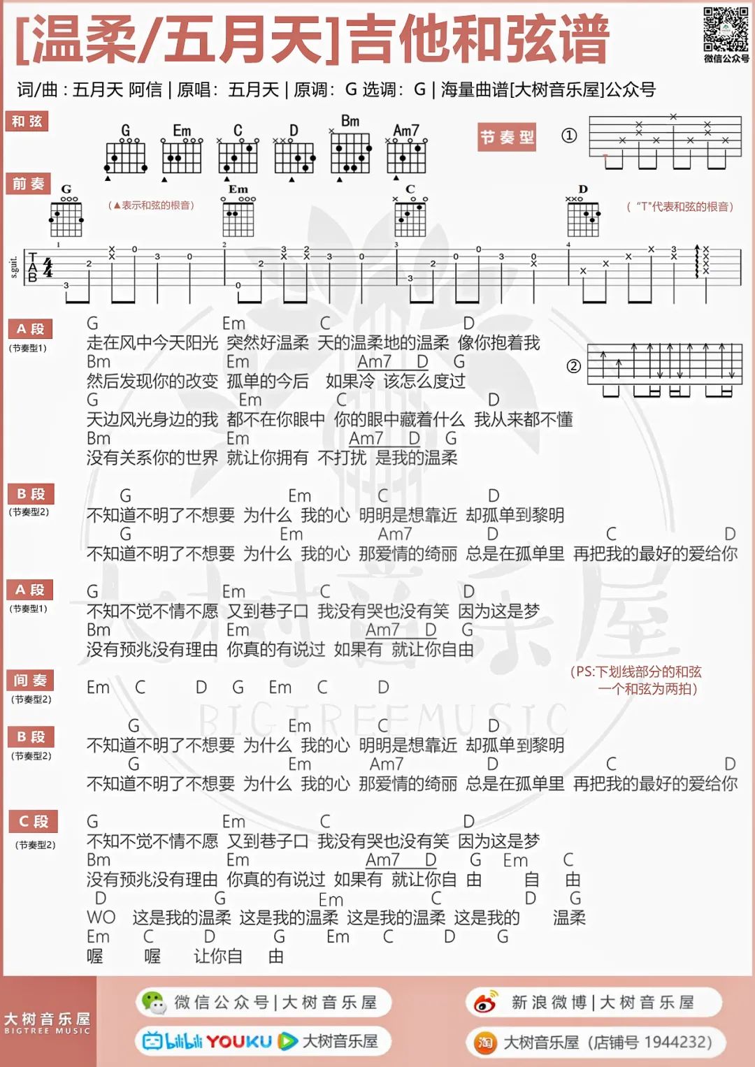 温柔吉他谱4-五月天