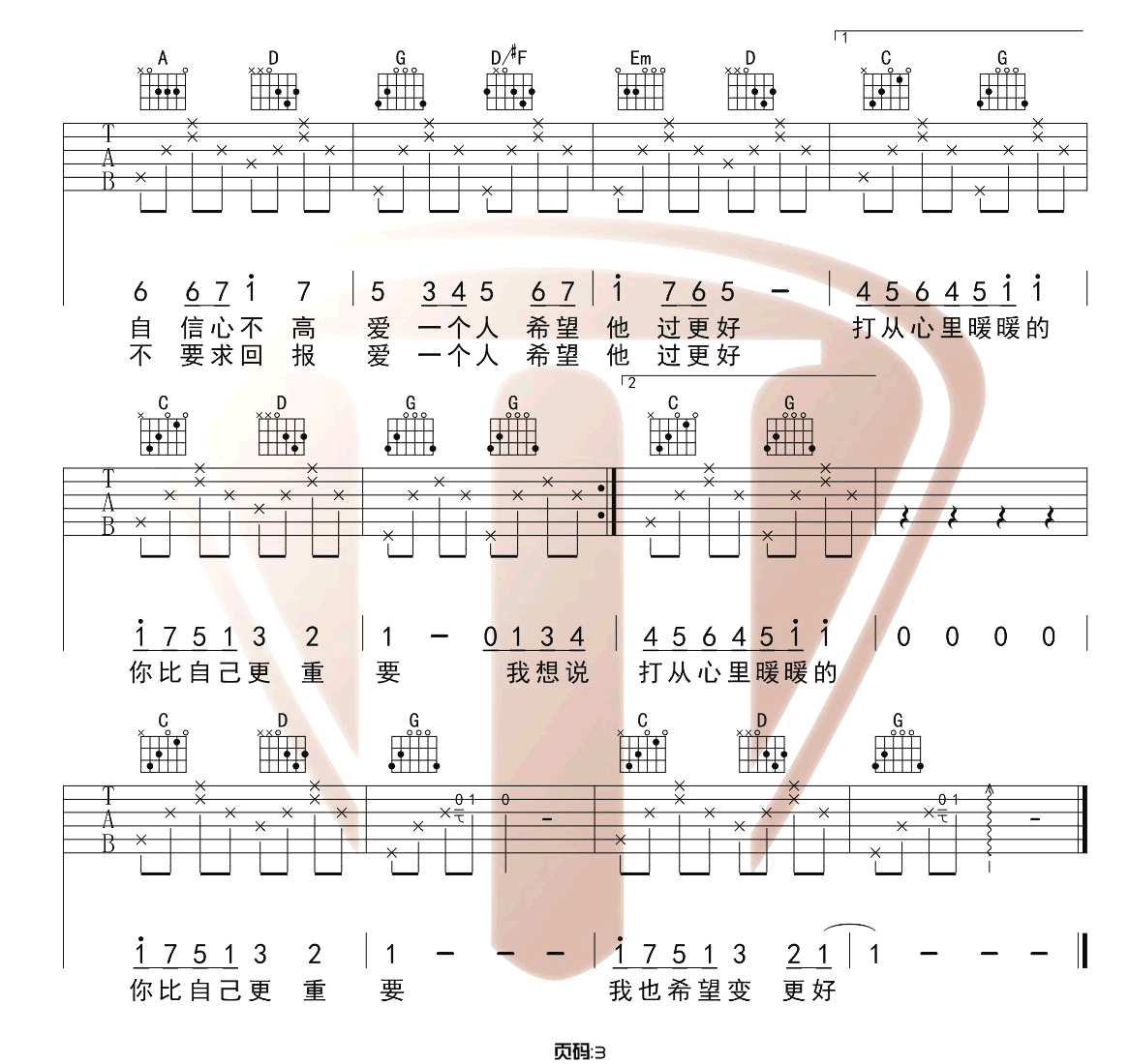 暖暖吉他谱3-梁静茹